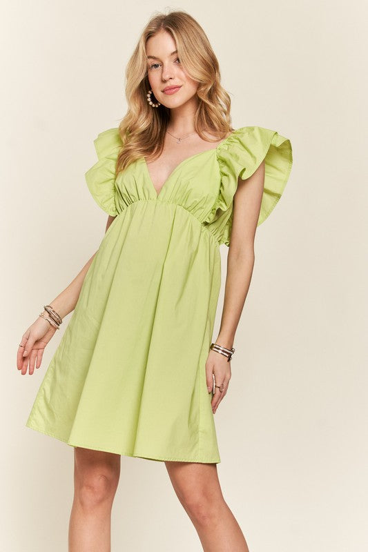 ADORA Smocked Back Ruffled Cap Sleeve Babydoll Dress-TOPS / DRESSES-[Adult]-[Female]-2022 Online Blue Zone Planet