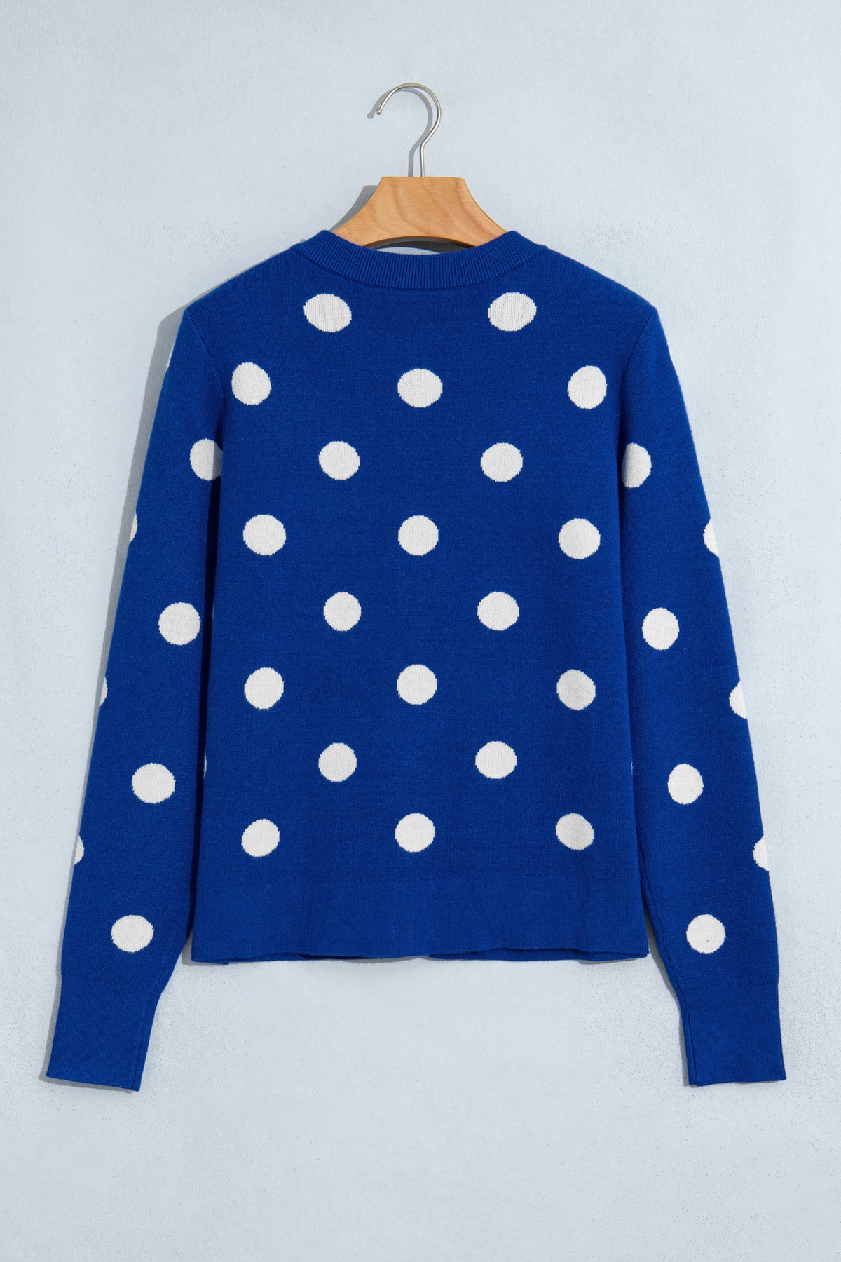 Bluing Casual Polka Dot Button Front Long Sleeve Sweater Cardigan