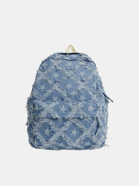 Star Denim Backpack Bag-HANDBAGS-[Adult]-[Female]-Light-One Size-2022 Online Blue Zone Planet