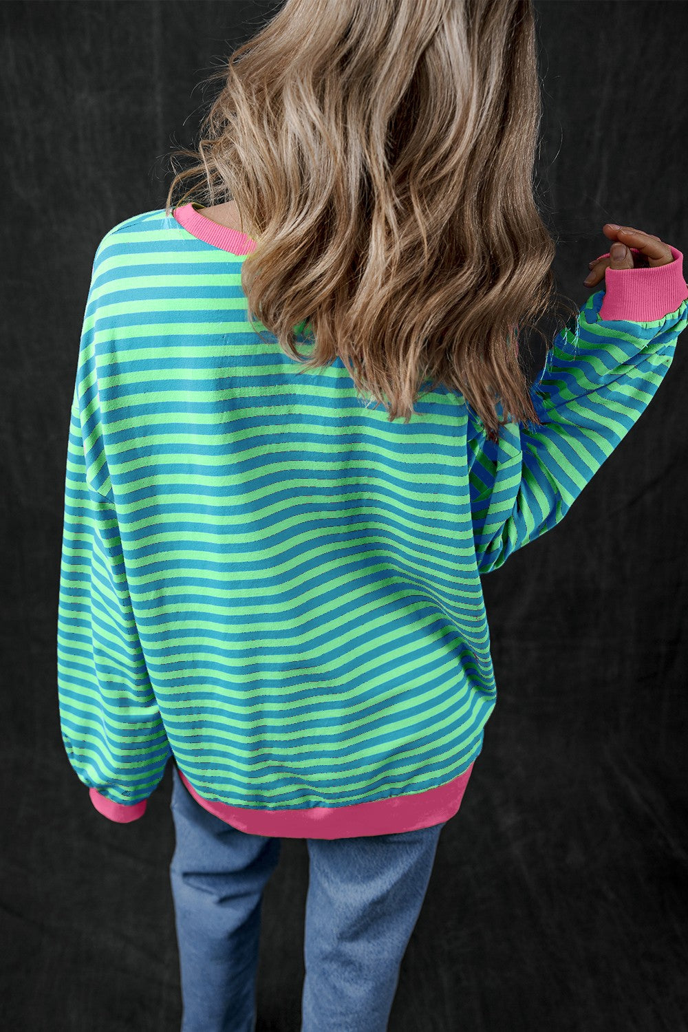 Blue Zone Planet | Pumpkin Striped Long Sleeve Sweatshirt-TOPS / DRESSES-[Adult]-[Female]-2022 Online Blue Zone Planet