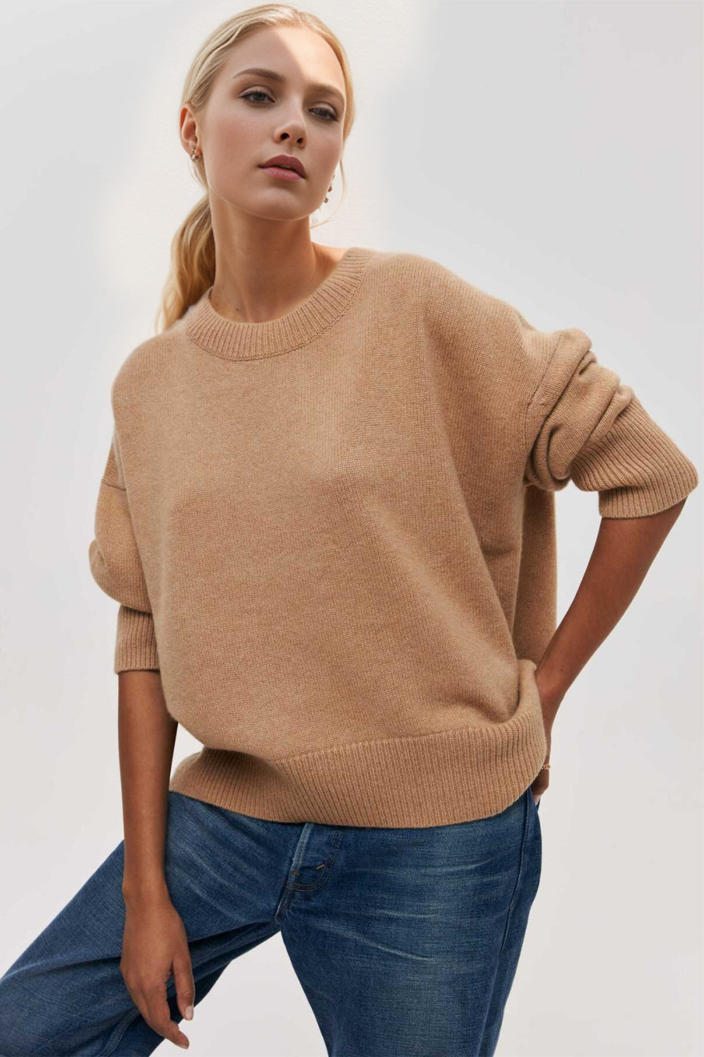 Basic Bae Round Neck Dropped Shoulder Long Sleeve Sweater-TOPS / DRESSES-[Adult]-[Female]-2022 Online Blue Zone Planet