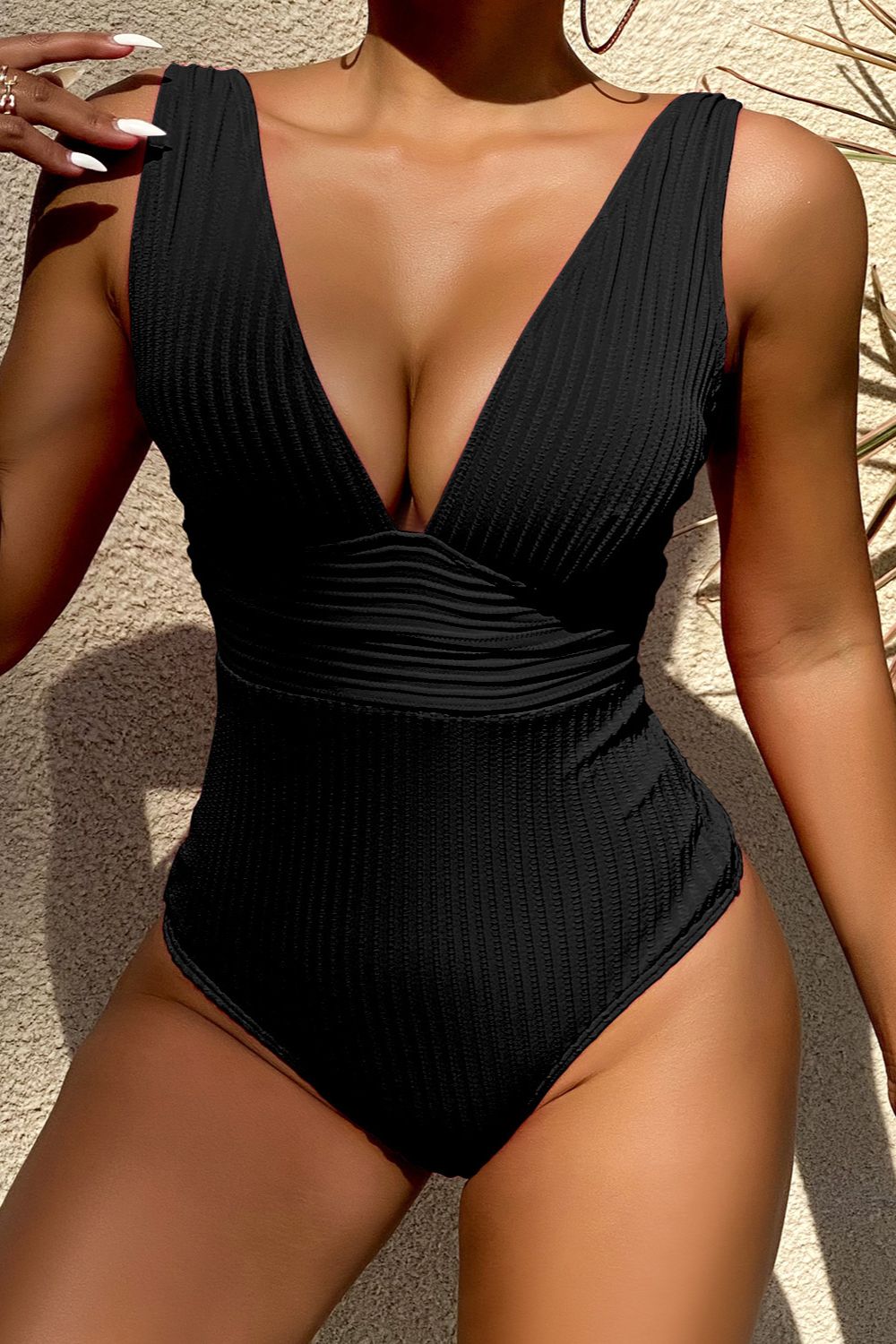 Plunge Wide Strap One-Piece Swimwear-TOPS / DRESSES-[Adult]-[Female]-2022 Online Blue Zone Planet