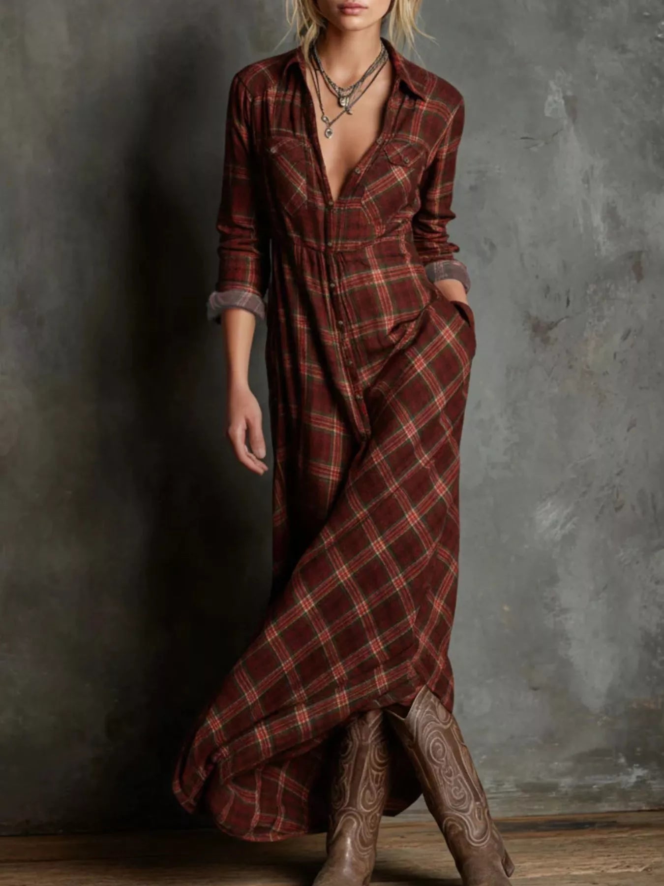 plus size plaid maxi dress Polished Perfection Plaid Maxi Dress in Navy Curves