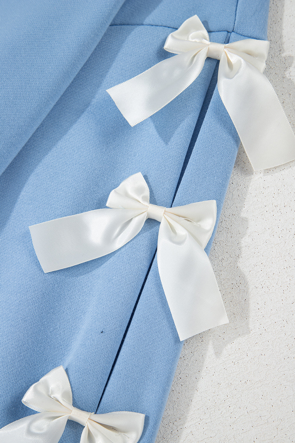 Myosotis Contrast Bow Decor Dropped Sleeve Crewneck Sweatshirt-Tops/Sweatshirts & Hoodies-[Adult]-[Female]-2022 Online Blue Zone Planet