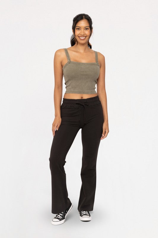 Blue Zone Planet | Mono B Drawstring Flared Pants-BOTTOMS SIZES SMALL MEDIUM LARGE-[Adult]-[Female]-2022 Online Blue Zone Planet