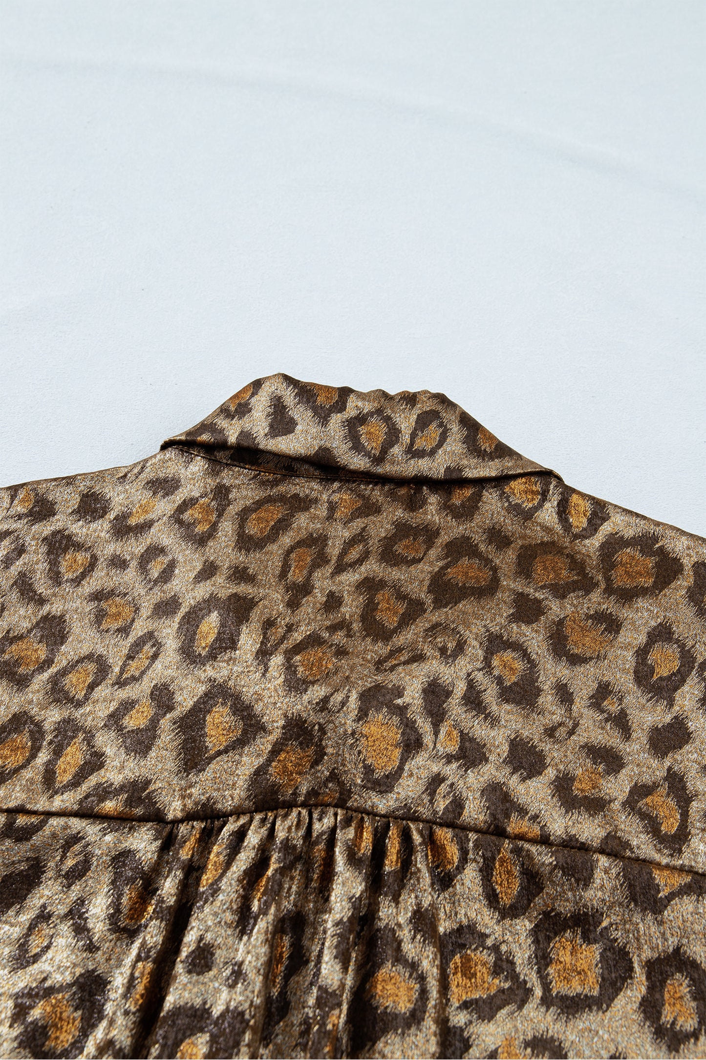 Gold Plus Size Leopard Print Short Sleeve Dolman Shirt-Plus Size/Plus Size Tops/Plus Size Blouses & Shirts-[Adult]-[Female]-2022 Online Blue Zone Planet
