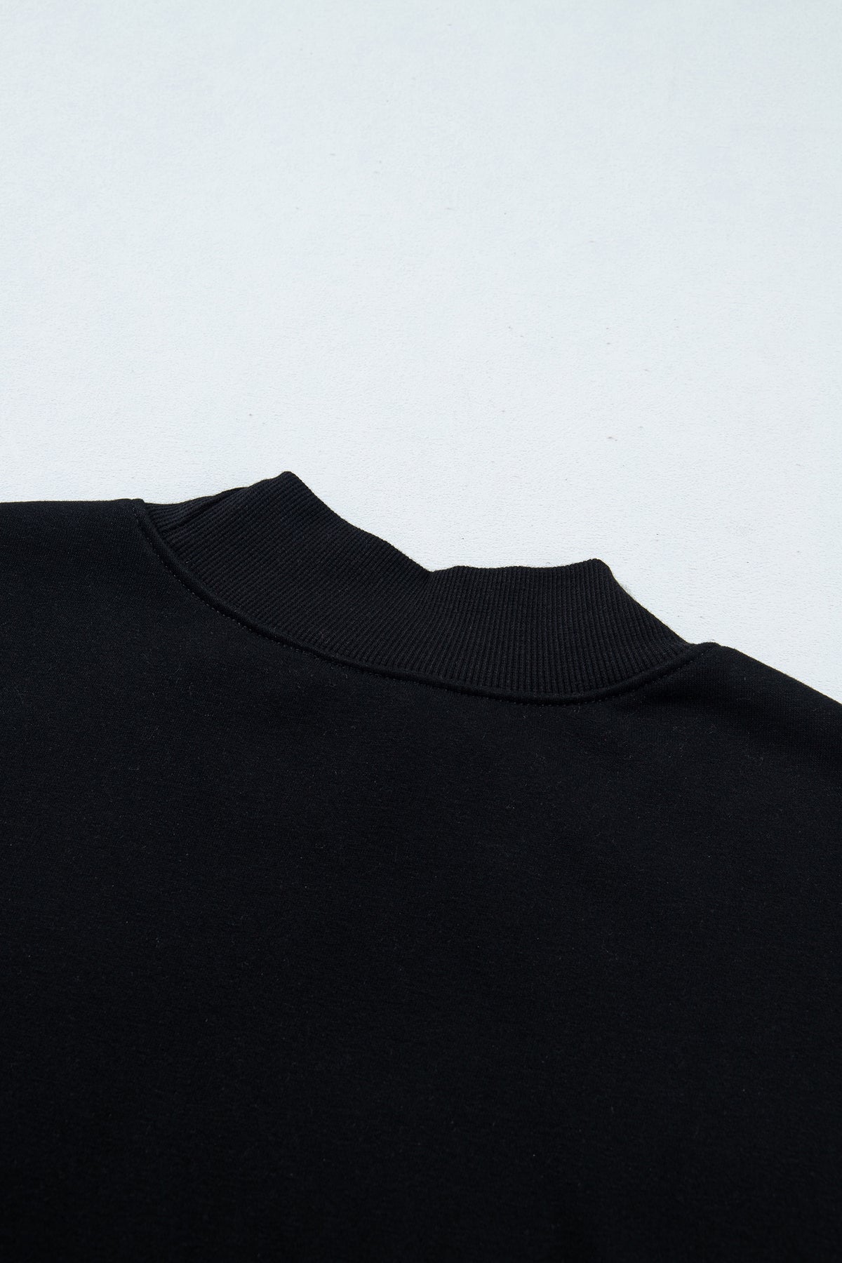 Black Solid Color Oversized Mock Neck Sweatshirt-Tops/Sweatshirts & Hoodies-[Adult]-[Female]-2022 Online Blue Zone Planet