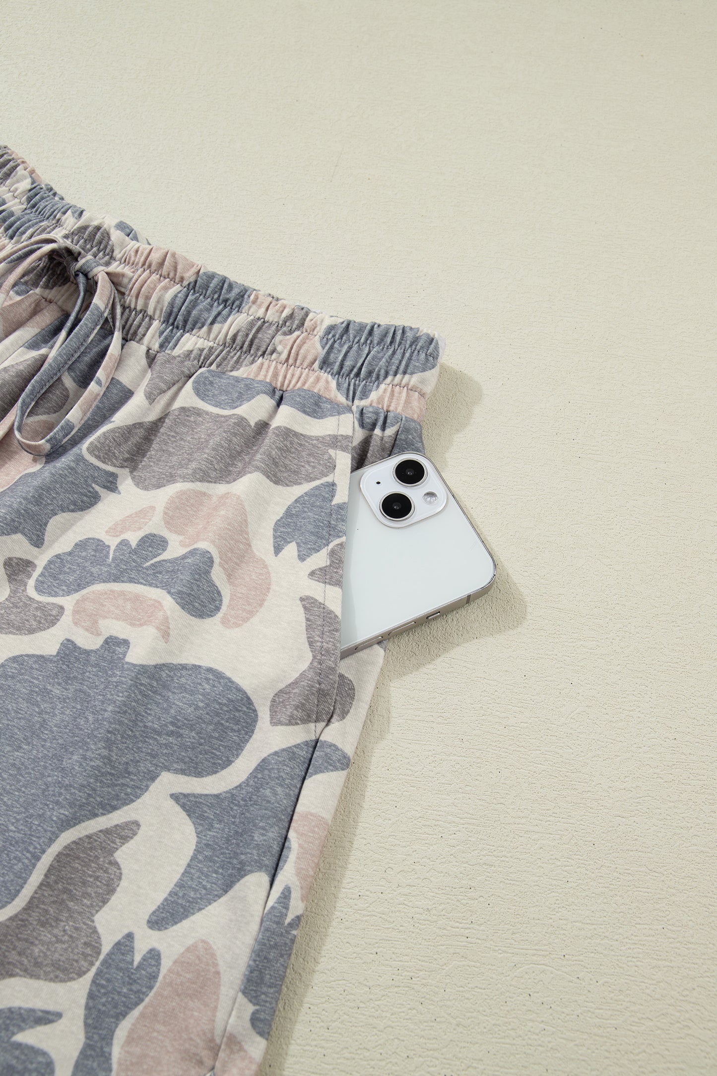 Multicolour Camouflage Loose Tee Drawstring Shorts 2pcs Outfit-Two Piece Sets/Short Sets-[Adult]-[Female]-2022 Online Blue Zone Planet