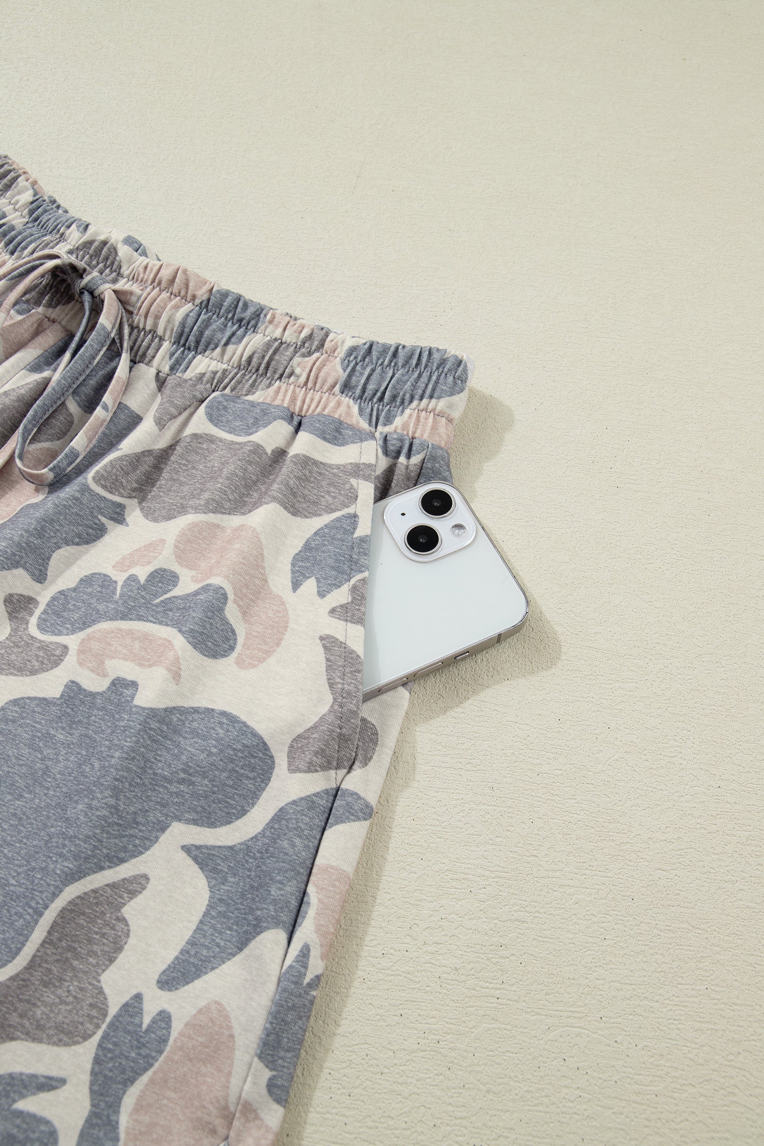 Multicolour Camouflage Loose Tee Drawstring Shorts 2pcs Outfit-Two Piece Sets/Short Sets-[Adult]-[Female]-2022 Online Blue Zone Planet