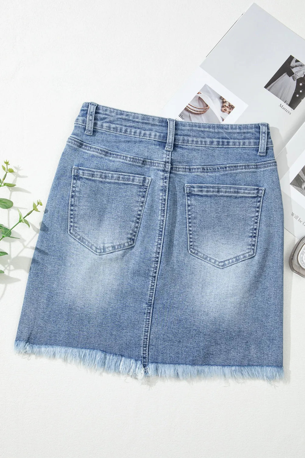 Distressed Raw Hem Heart Mini Denim Skirt-BOTTOMS SIZES SMALL MEDIUM LARGE-[Adult]-[Female]-2022 Online Blue Zone Planet