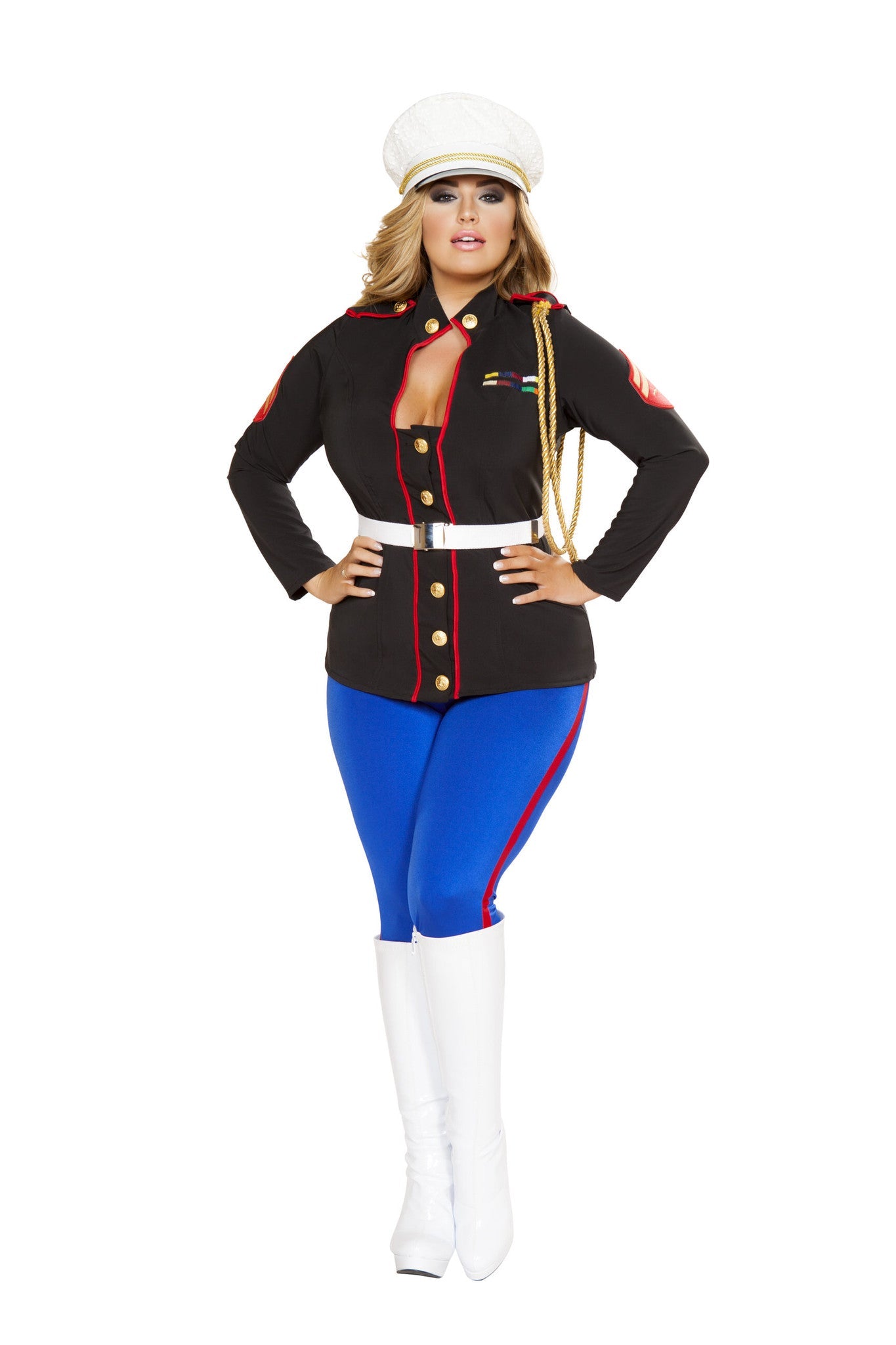 3 Piece Sexy Marine Corporal Costume-TOPS / DRESSES-[Adult]-[Female]-Black/Blue/Red-XL-2022 Online Blue Zone Planet