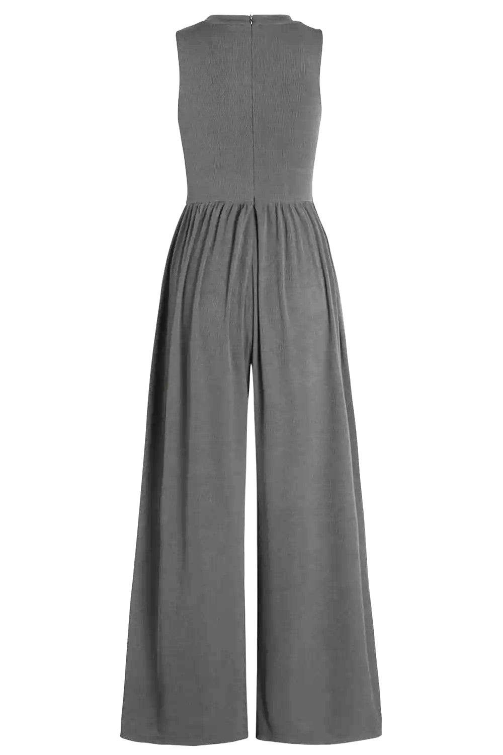 Round Neck Sleeveless Jumpsuit with Pockets-TOPS / DRESSES-[Adult]-[Female]-2022 Online Blue Zone Planet