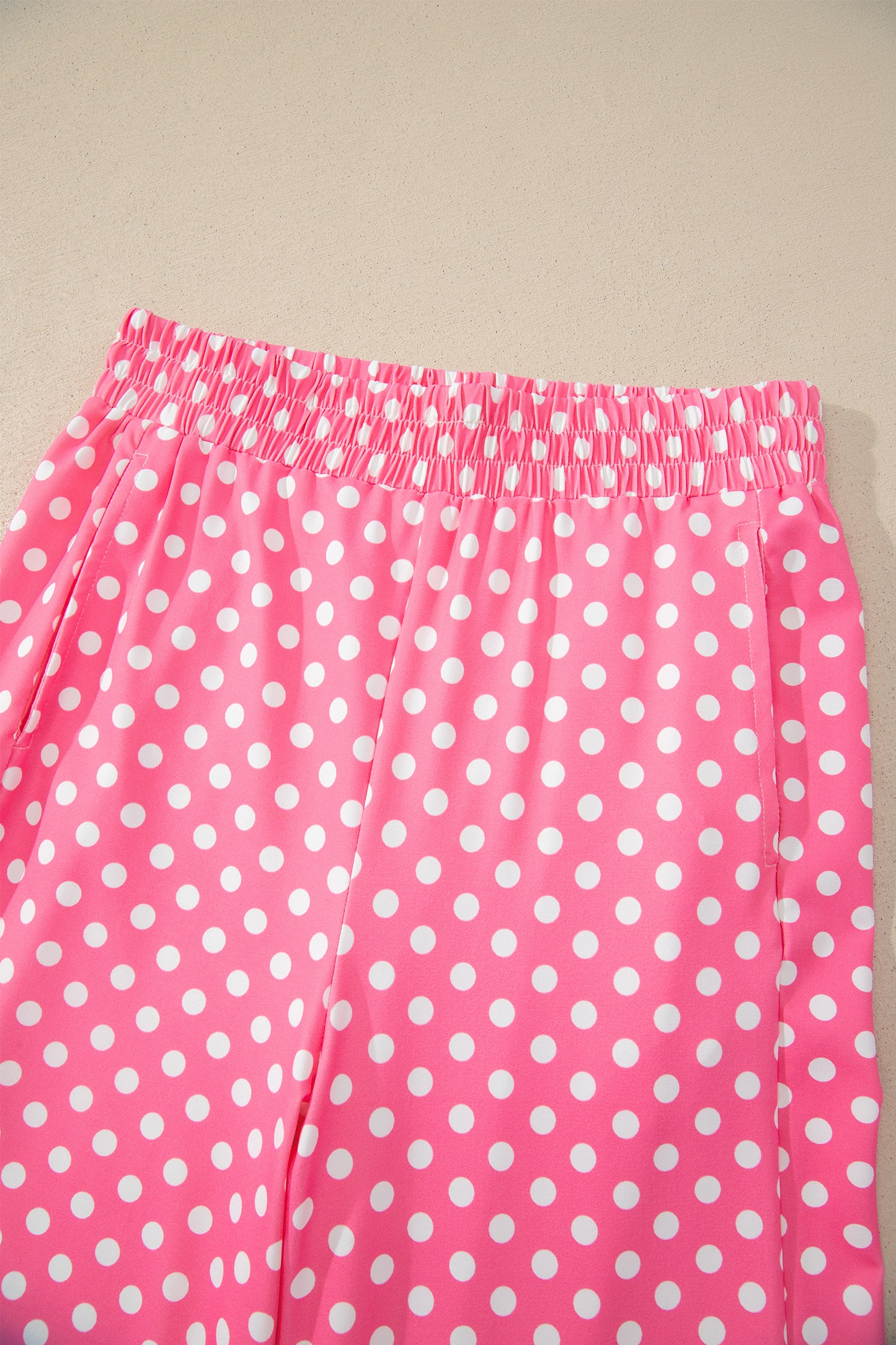 Pink Polka Dot Print Slim Tank Loose Pants 2pcs Outfit-Two Piece Sets/Pant Sets-[Adult]-[Female]-2022 Online Blue Zone Planet