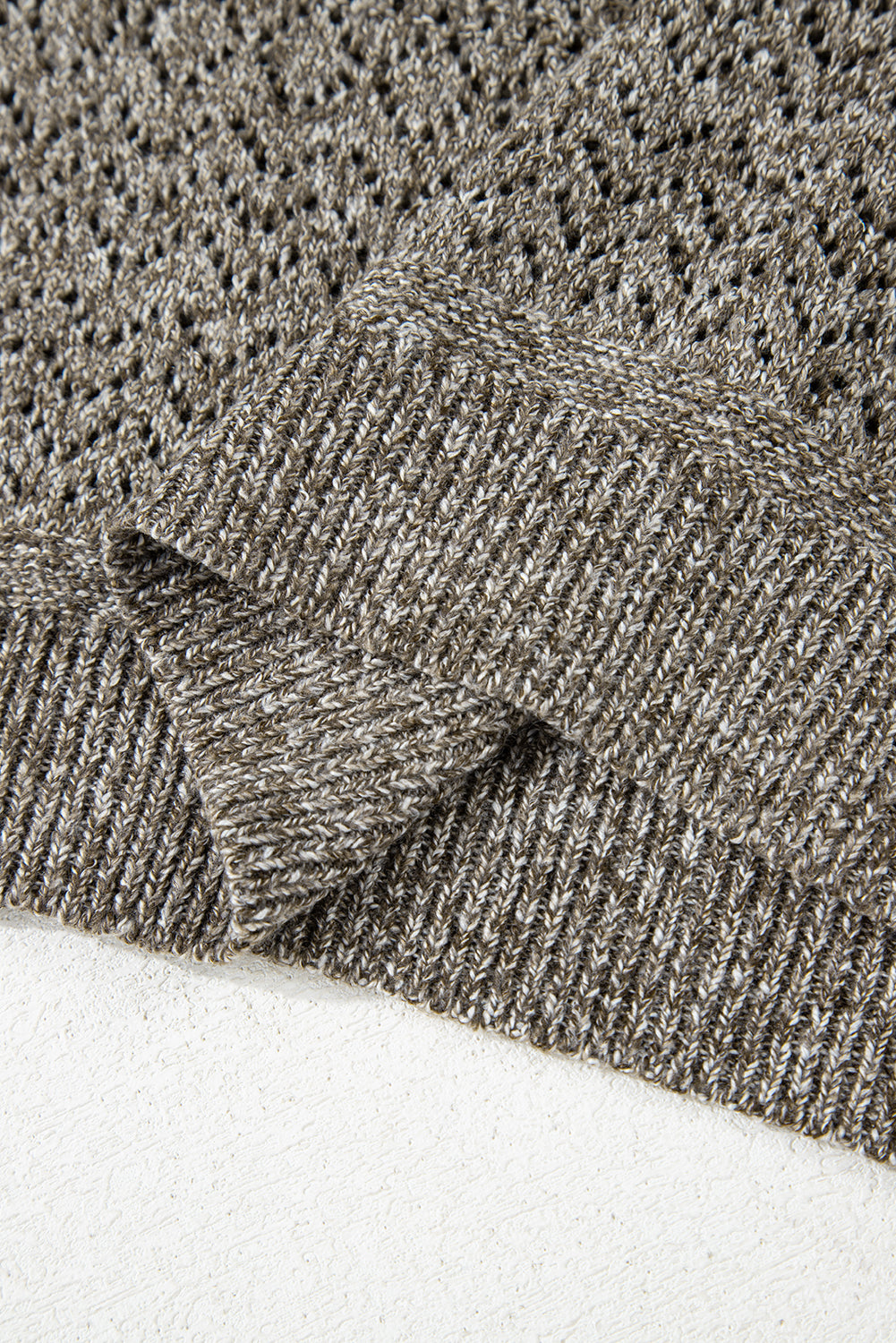 Black Eyelet Pattern Detail V Neck Drop Shoulder Sweater-TOPS / DRESSES-[Adult]-[Female]-2022 Online Blue Zone Planet