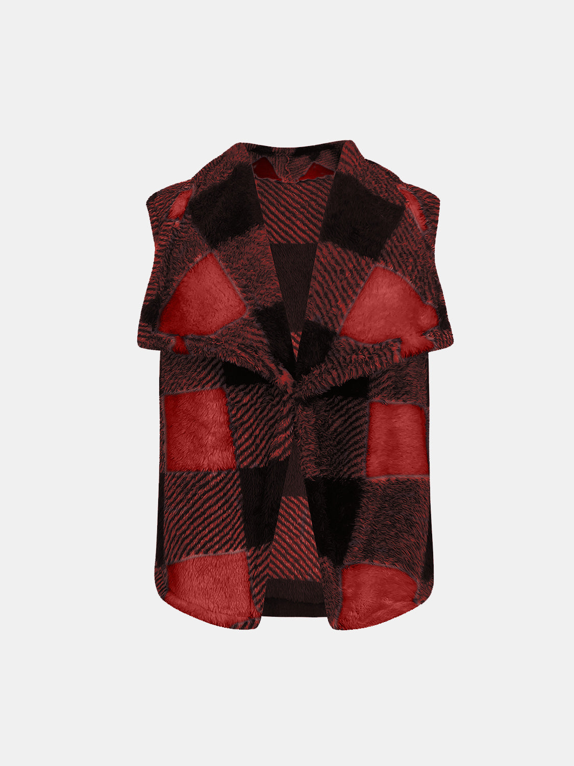 Plaid Open Front Vest Coat-TOPS / DRESSES-[Adult]-[Female]-2022 Online Blue Zone Planet