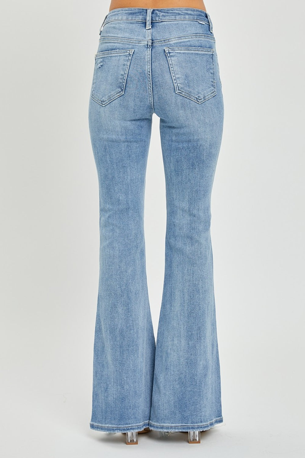 Blue Zone Planet | Risen Full Size High Rise Frayed Hem Flare Jeans-BOTTOMS SIZES SMALL MEDIUM LARGE-[Adult]-[Female]-2022 Online Blue Zone Planet