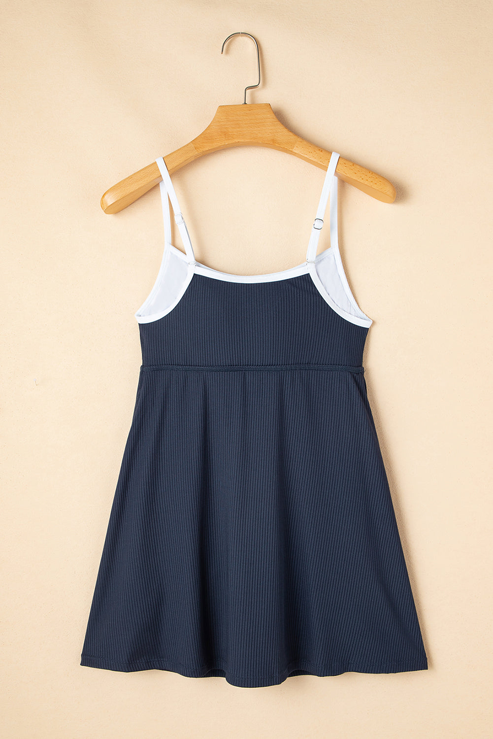 Navy Blue Color Block Edge Ribbed Pocketed Lined Swim Dress-TOPS / DRESSES-[Adult]-[Female]-2022 Online Blue Zone Planet