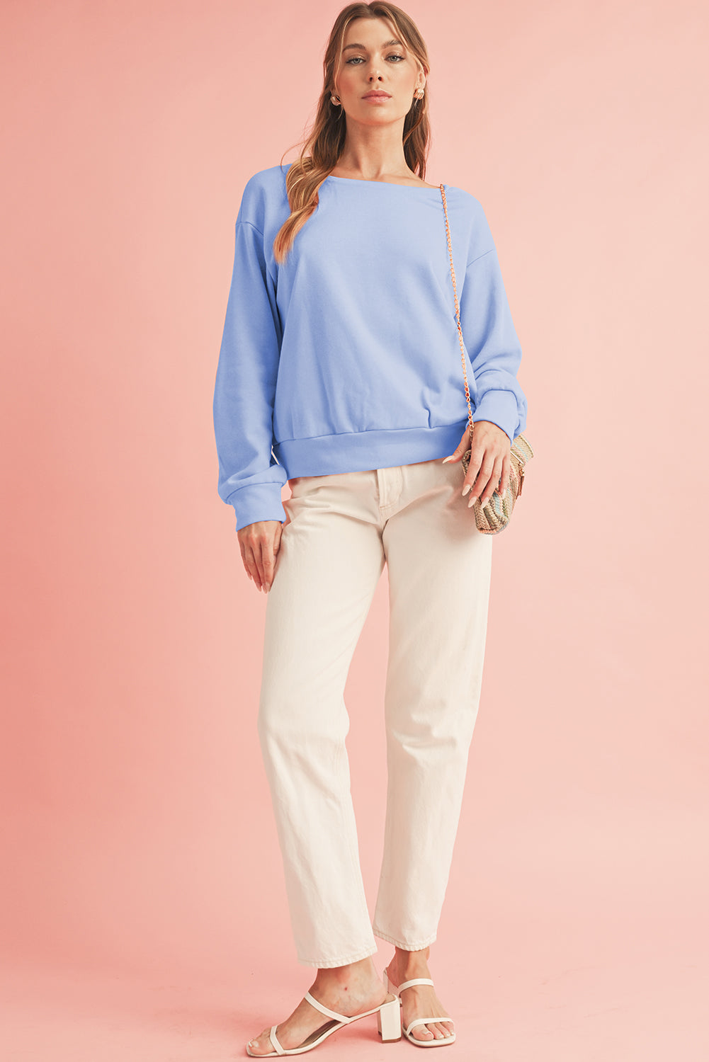 Pale Chestnut Bowknot Dewback Round Neck Sweatshirt-Sweatshirts & Hoodies-[Adult]-[Female]-2022 Online Blue Zone Planet