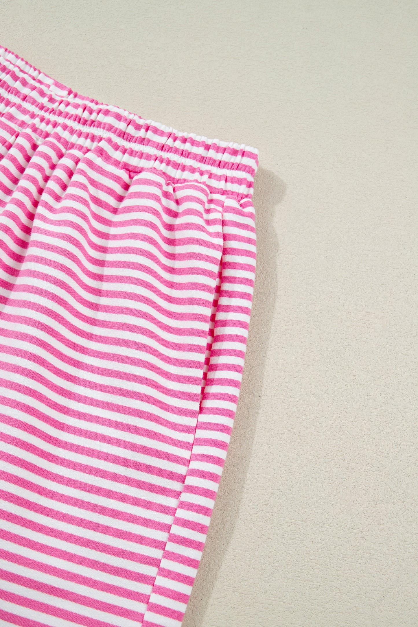 Pink Stripe Oversize Mock Neck Sweatshirt and Shorts Set-Two Piece Sets/Short Sets-[Adult]-[Female]-2022 Online Blue Zone Planet
