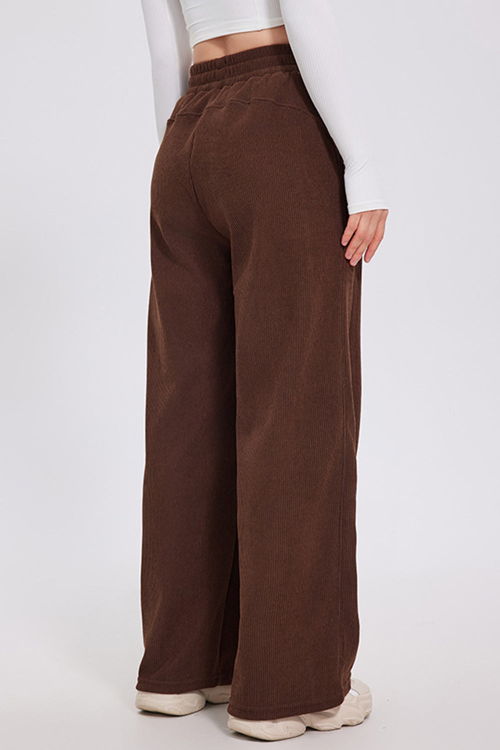 Basic Bae Elastic Waist Wide Leg Pants-BOTTOM SIZES SMALL MEDIUM LARGE-[Adult]-[Female]-Dark Brown-S-2022 Online Blue Zone Planet