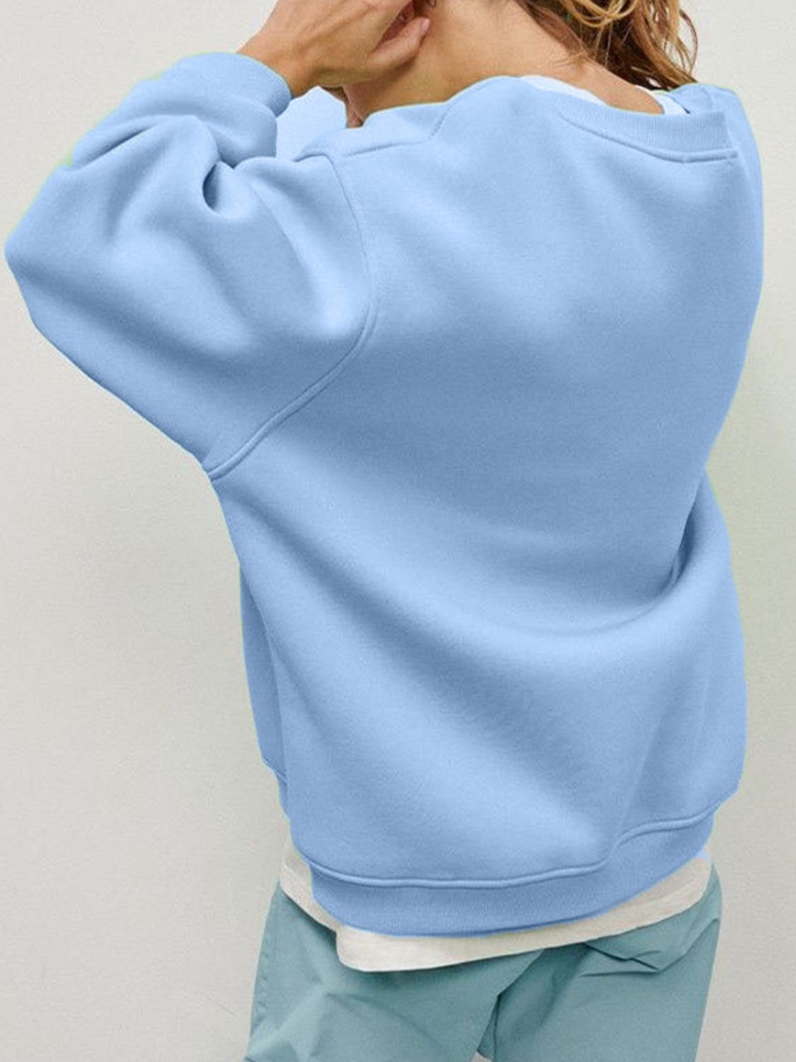 Round Neck Dropped Shoulder Long Sleeve Sweatshirt-TOPS / DRESSES-[Adult]-[Female]-2022 Online Blue Zone Planet