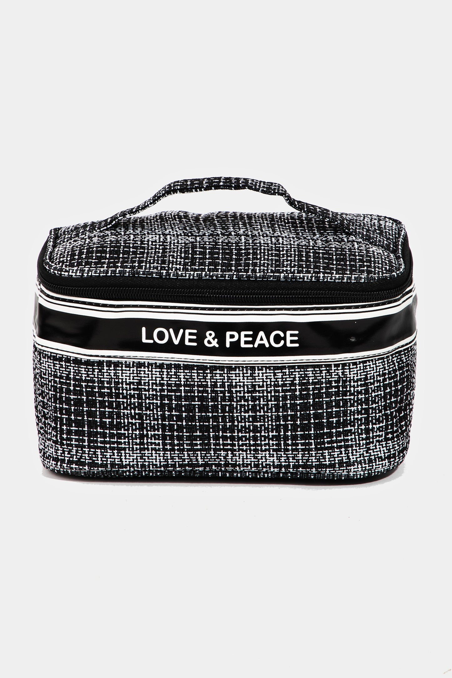 Blue Zone Planet | Fame Love & Peace Striped Handle Bag-HANDBAGS-[Adult]-[Female]-Black-One Size-2022 Online Blue Zone Planet