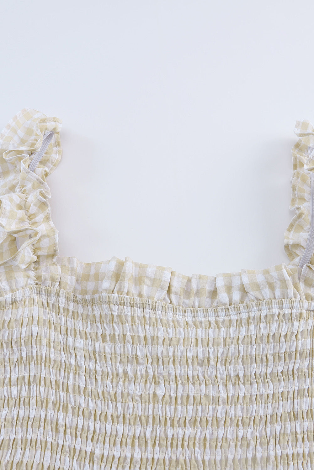 Blue Zone Planet | Khaki Plaid Ruffled Sleeve Smocked Maxi Dress-TOPS / DRESSES-[Adult]-[Female]-2022 Online Blue Zone Planet