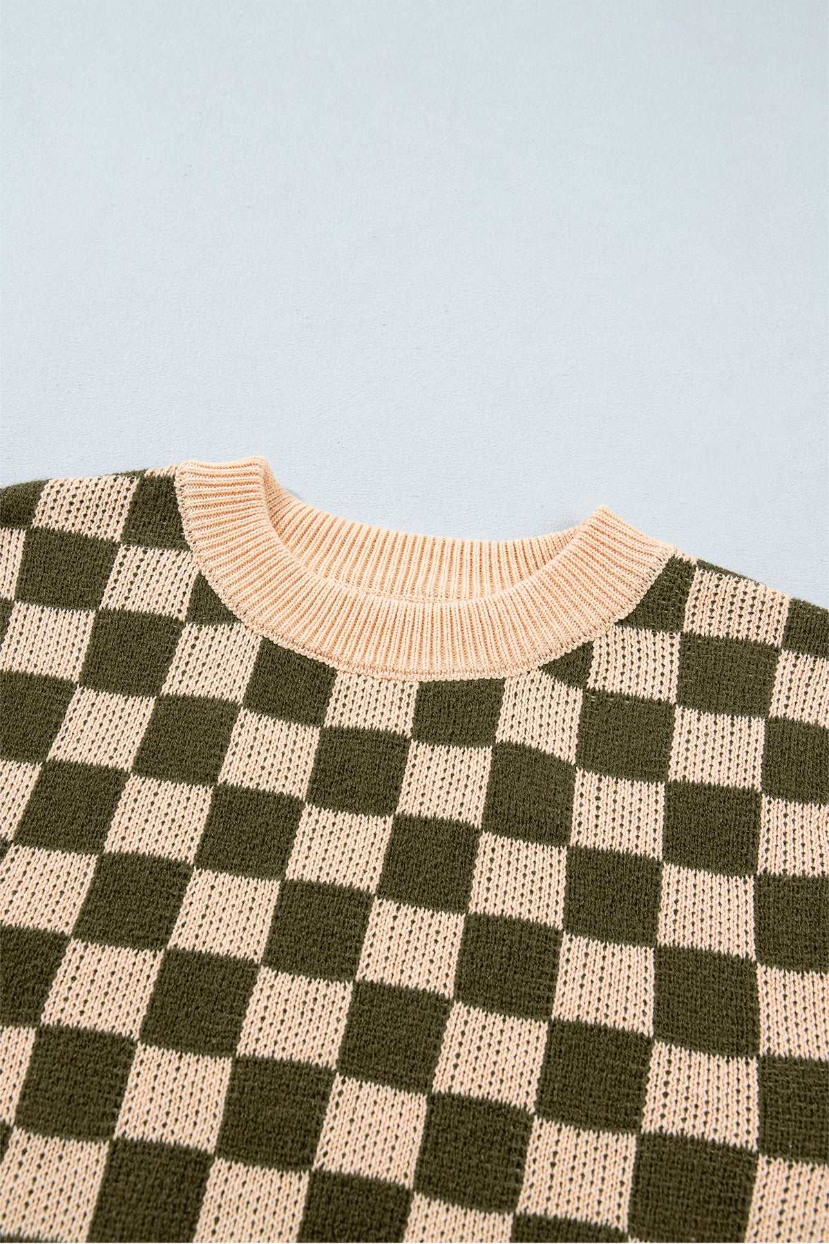 Multicolour Drop Shoulder Plaid Knit Long Sleeve Sweater-Sweaters & Cardigans/Sweaters-[Adult]-[Female]-2022 Online Blue Zone Planet