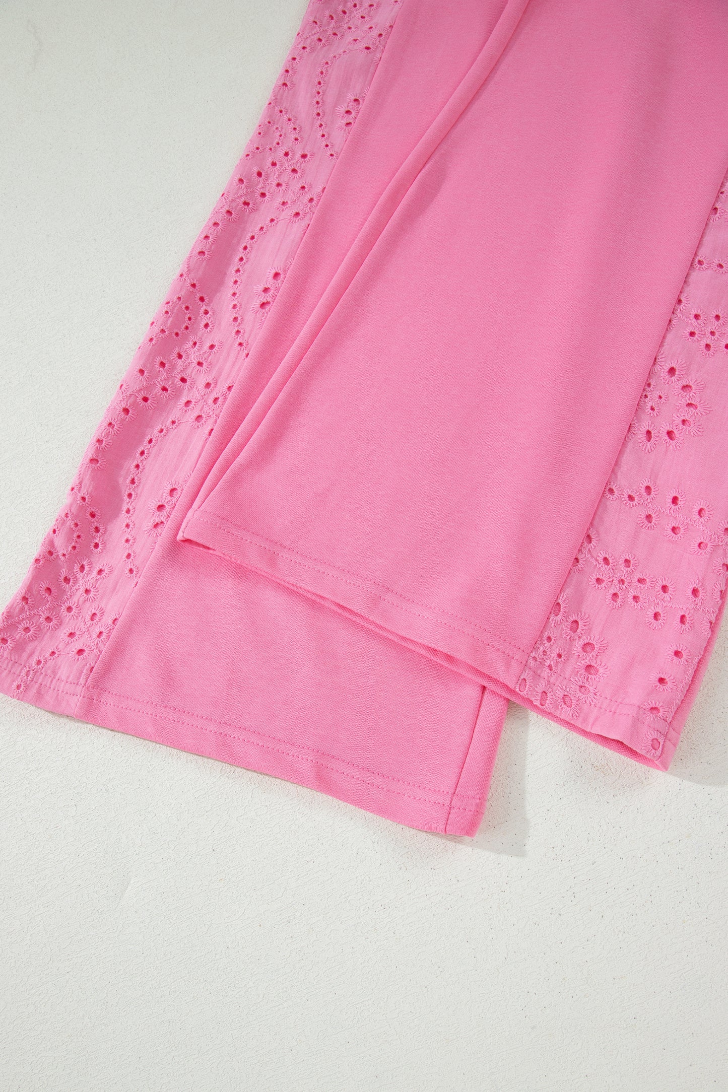 Light Green Lace Patchwork Half Sleeve Top Elastic Waist Pants Two Piece Set-Two Piece Sets/Pant Sets-[Adult]-[Female]-2022 Online Blue Zone Planet
