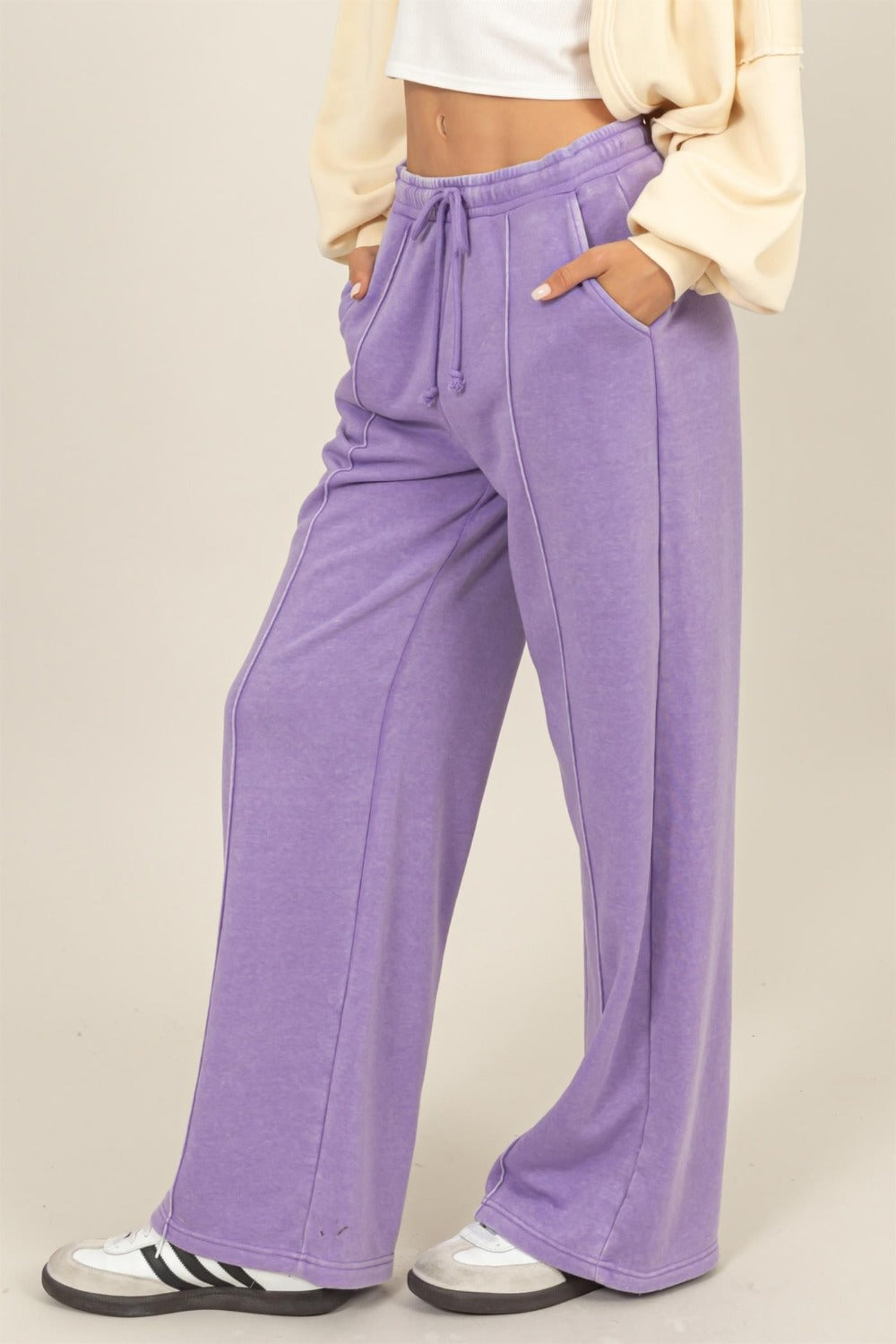 Blue Zone Planet | HYFVE Drawstring High Rise Wide Leg Pants-BOTTOMS SIZES SMALL MEDIUM LARGE-[Adult]-[Female]-2022 Online Blue Zone Planet