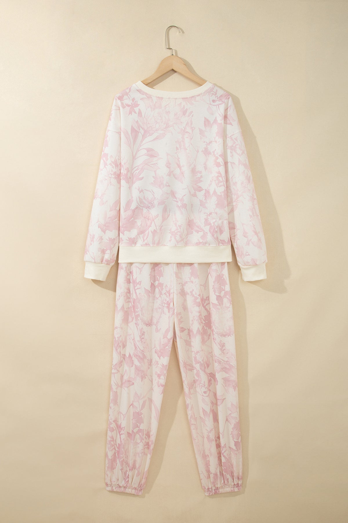 Pink Abstract Print Drop Shoulder Drawstring Waist Drawstring Hem Pant Set-Two Piece Sets/Pant Sets-[Adult]-[Female]-2022 Online Blue Zone Planet