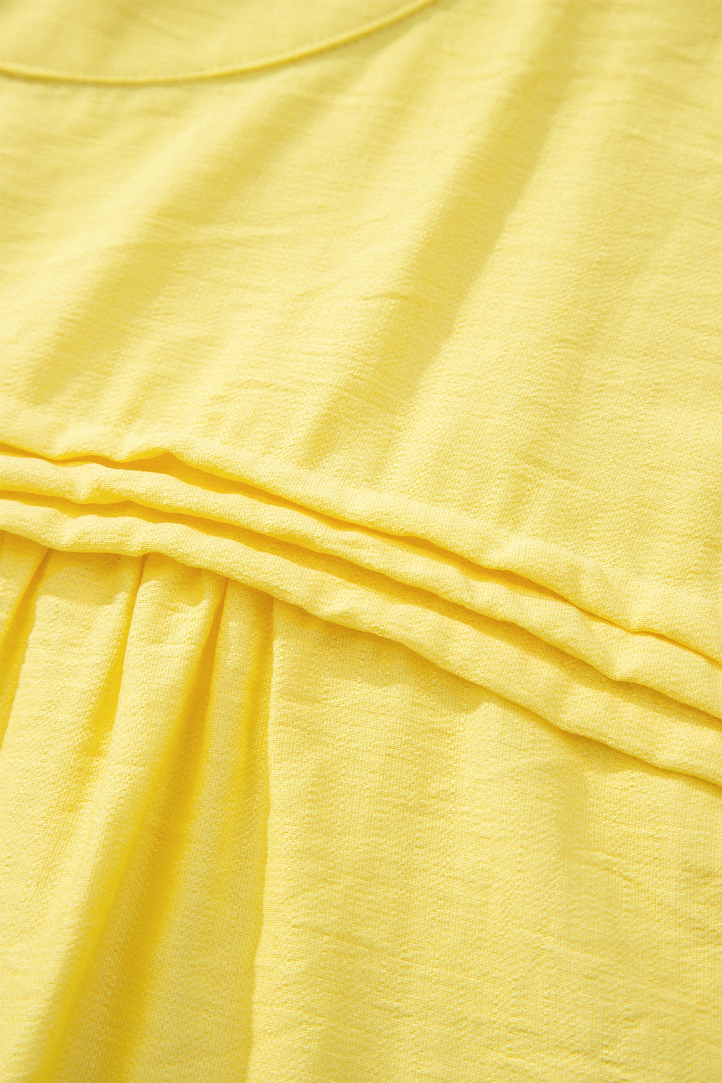 Yellow Cream Tie Half Sleeve Pleated Detail Babydoll Blouse-Tops/Blouses & Shirts-[Adult]-[Female]-2022 Online Blue Zone Planet
