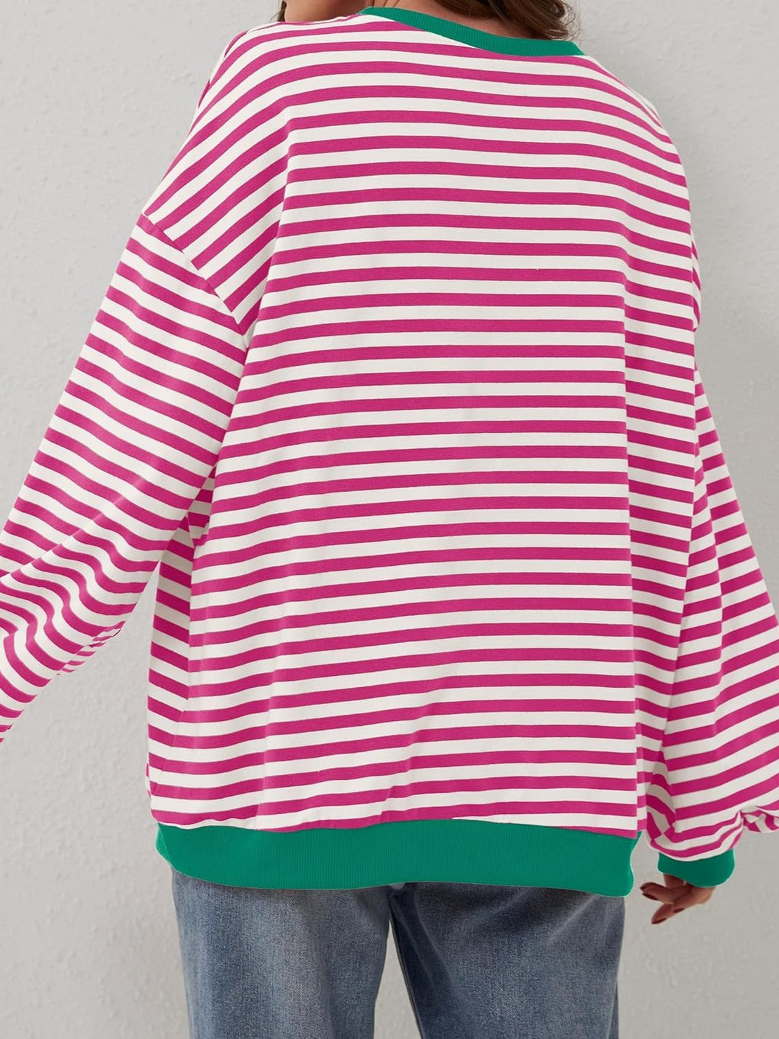 Blue Zone Planet | Lovelet Contrast Striped Long Sleeve Sweatshirt-TOPS / DRESSES-[Adult]-[Female]-2022 Online Blue Zone Planet