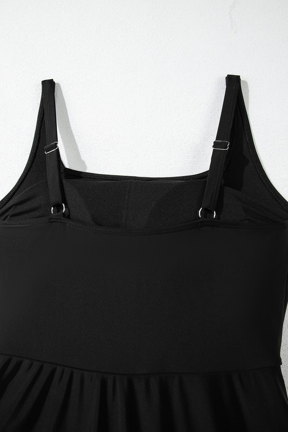 Black Side Tied Waist Square Neck Adjustable Straps A-line One Piece Swim Dress-TOPS / DRESSES-[Adult]-[Female]-2022 Online Blue Zone Planet