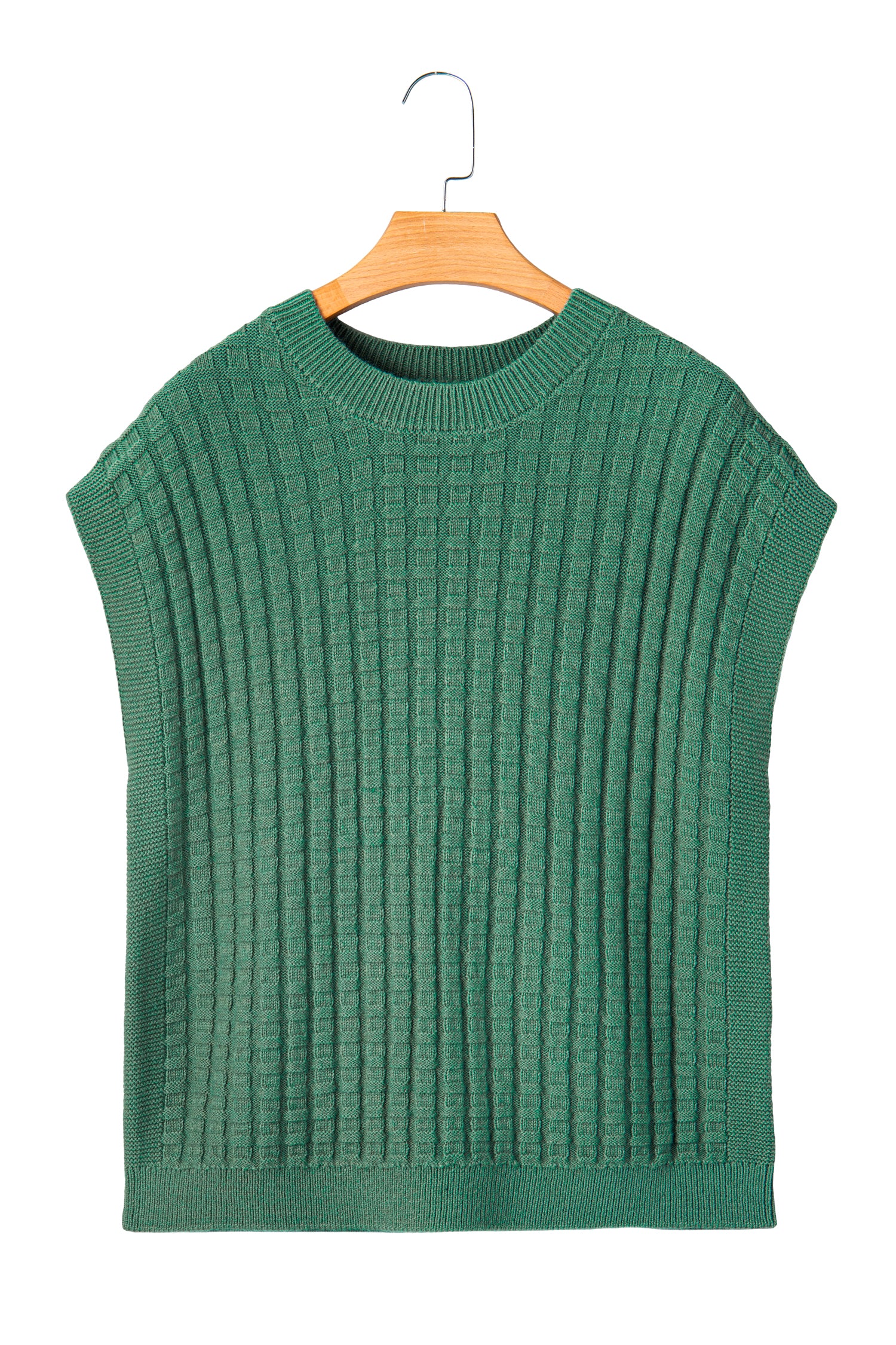 Mist Green Solid Color Round Neck Textured Short Sleeve Sweater-TOPS / DRESSES-[Adult]-[Female]-2022 Online Blue Zone Planet