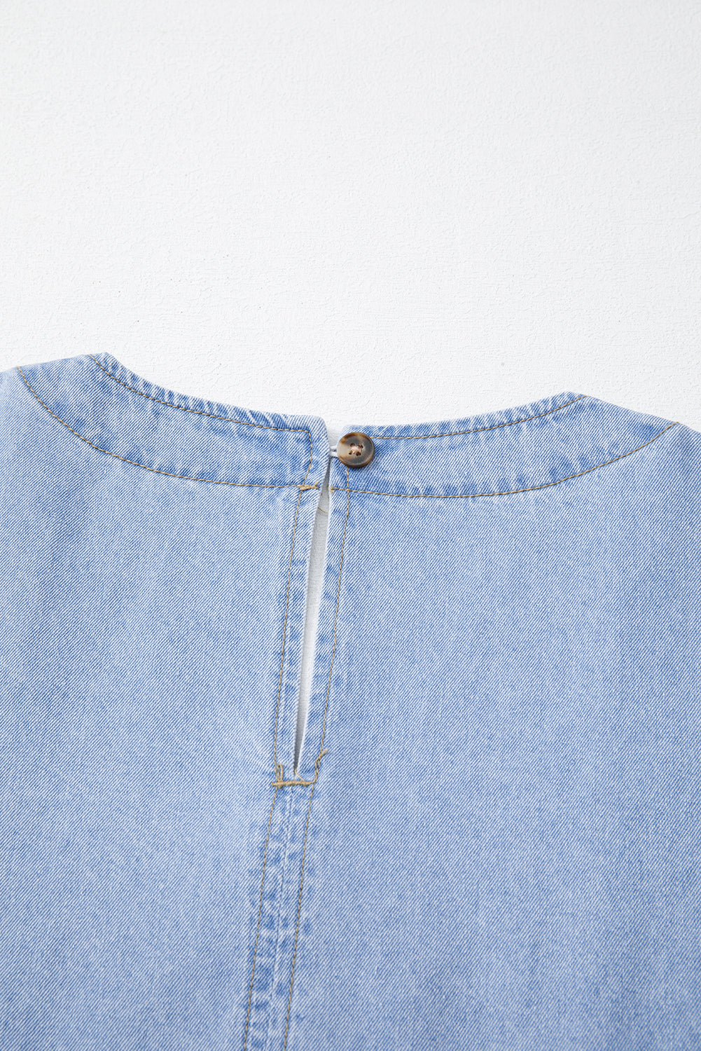 Beau Blue Denim Button Detail Babydoll Square Neck Mini Dress-TOPS / DRESSES-[Adult]-[Female]-2022 Online Blue Zone Planet
