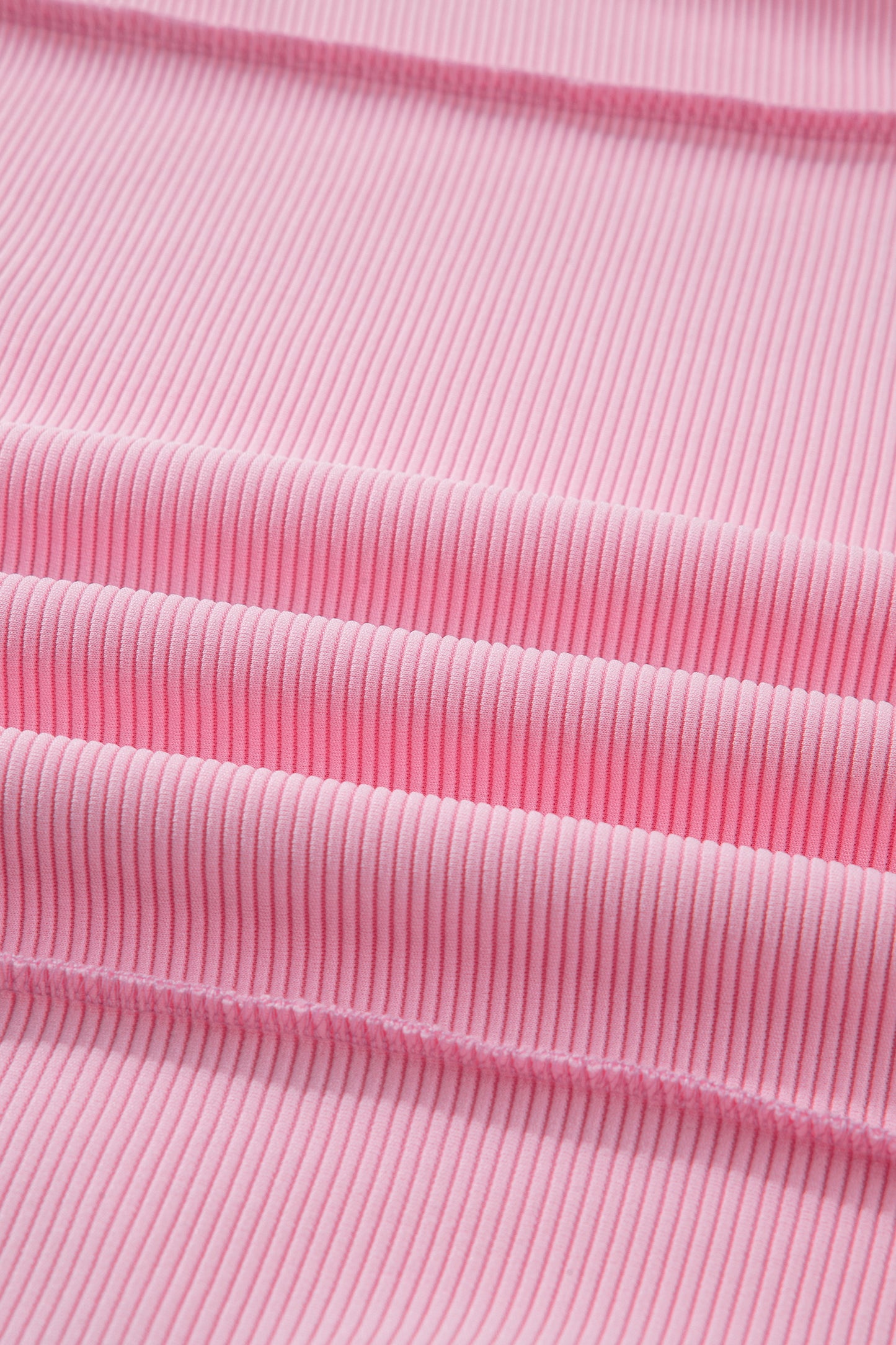 Pink Horizontal Ribbed Exposed Seam Detail Drop Shoulder Baggy Pullover-Tops/Long Sleeve Tops-[Adult]-[Female]-2022 Online Blue Zone Planet