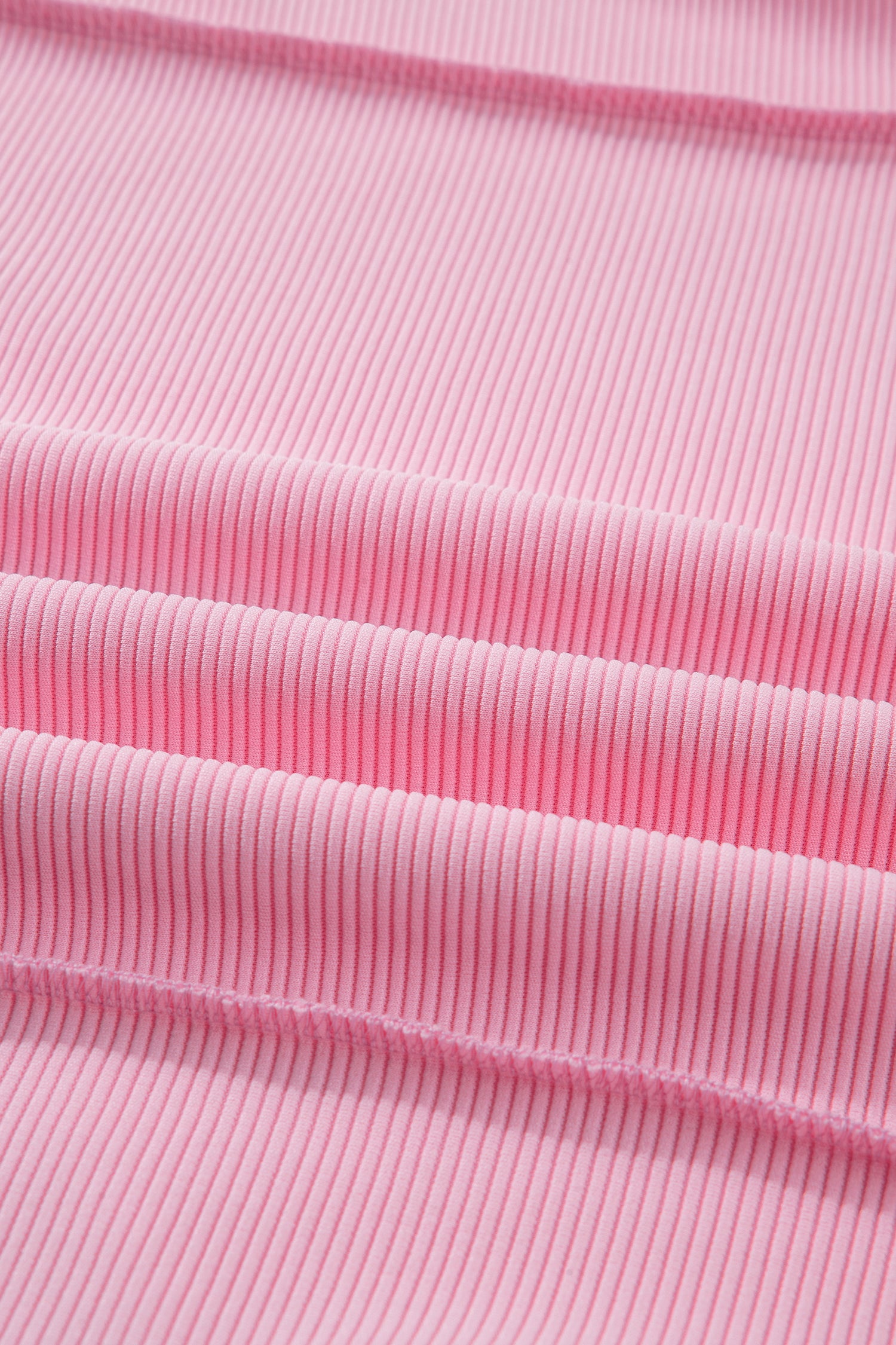 Pink Horizontal Ribbed Exposed Seam Detail Drop Shoulder Baggy Pullover-Tops/Long Sleeve Tops-[Adult]-[Female]-2022 Online Blue Zone Planet