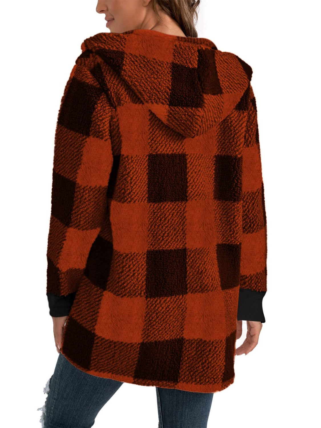 Plaid Long Sleeve Hooded Coat-TOPS / DRESSES-[Adult]-[Female]-2022 Online Blue Zone Planet