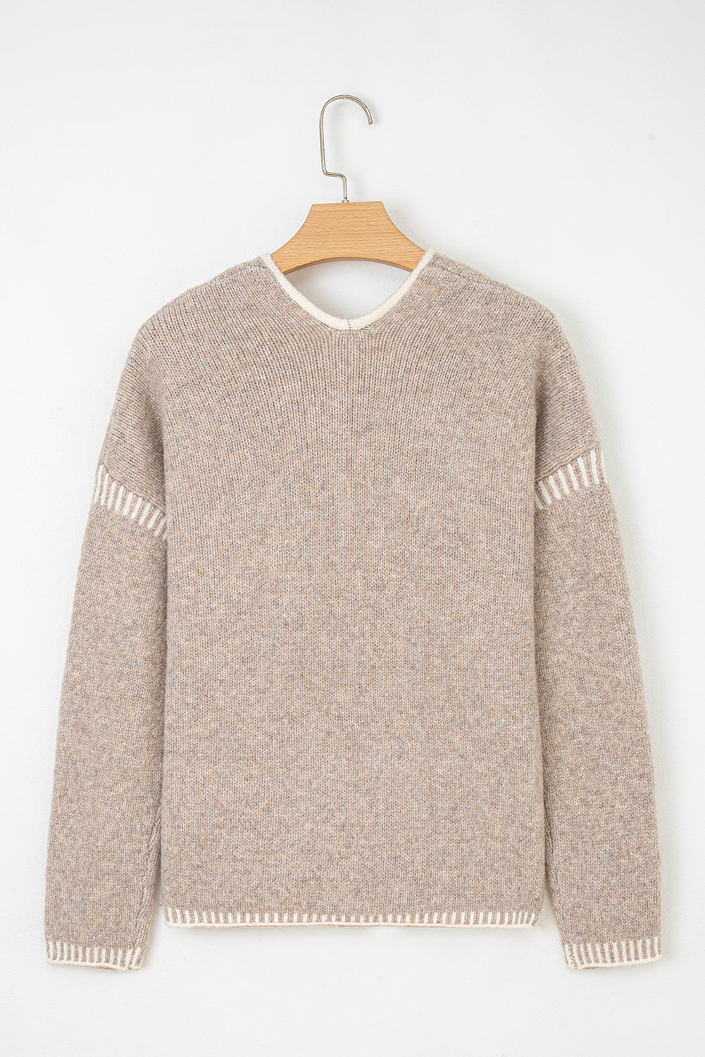 Pale Khaki Tied Front Drop Shoulder Chunky Casual Cardigan-Sweaters & Cardigans/Cardigans-[Adult]-[Female]-2022 Online Blue Zone Planet