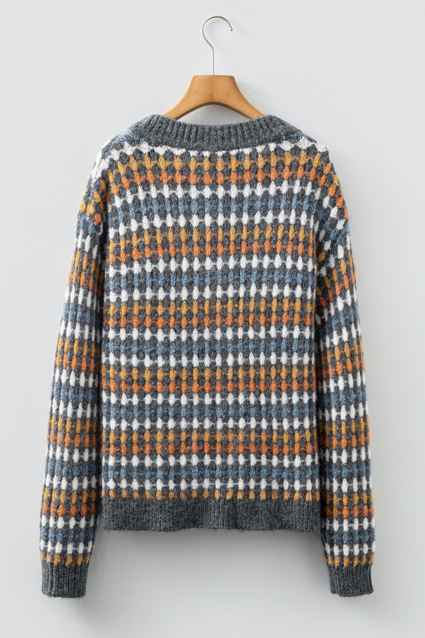 Multicolour Dotty Pattern Knit Button Front V Neck Sweater Cardigan-TOPS / DRESSES-[Adult]-[Female]-2022 Online Blue Zone Planet