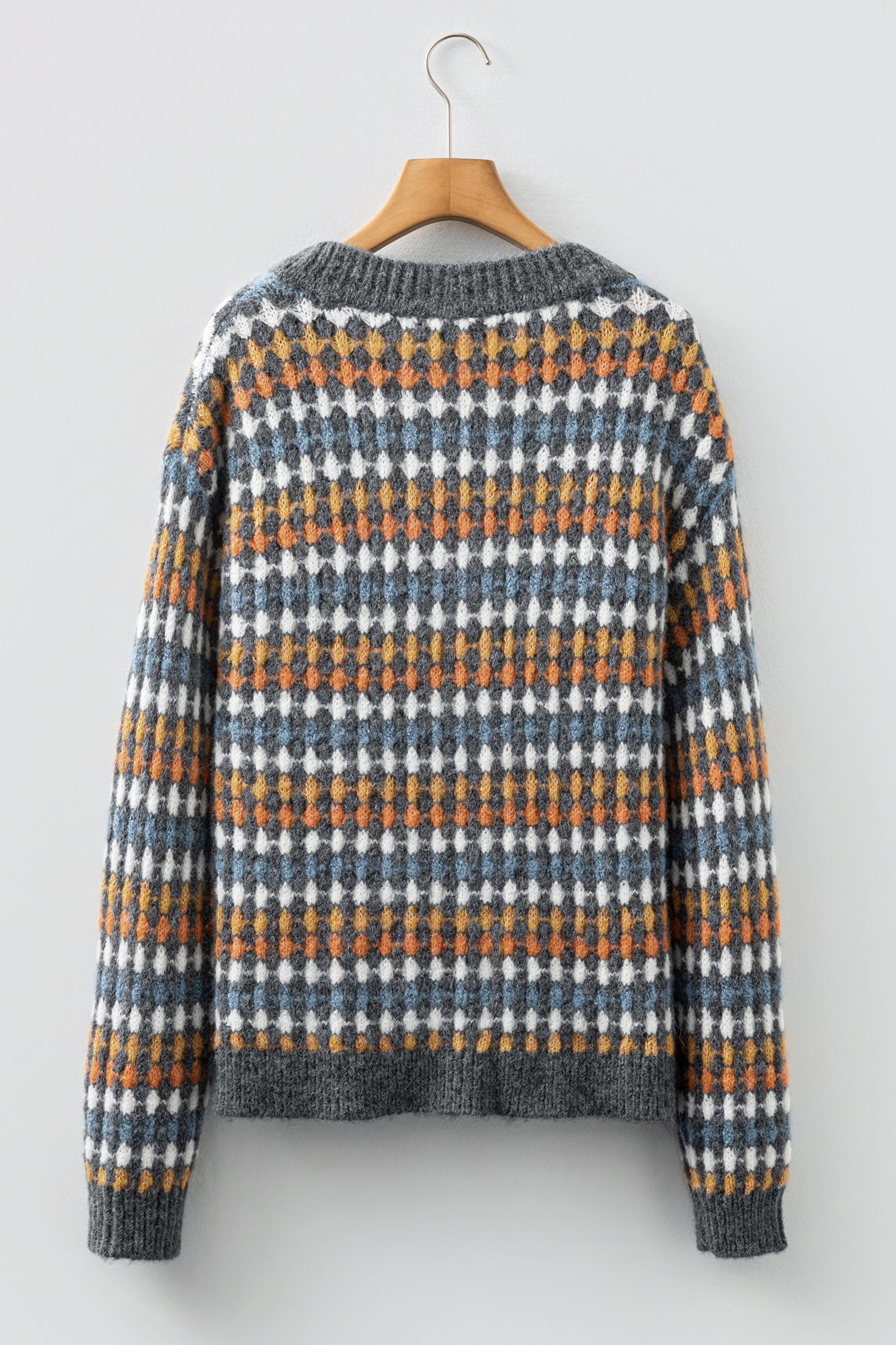 Multicolour Dotty Pattern Knit Button Front V Neck Sweater Cardigan-TOPS / DRESSES-[Adult]-[Female]-2022 Online Blue Zone Planet