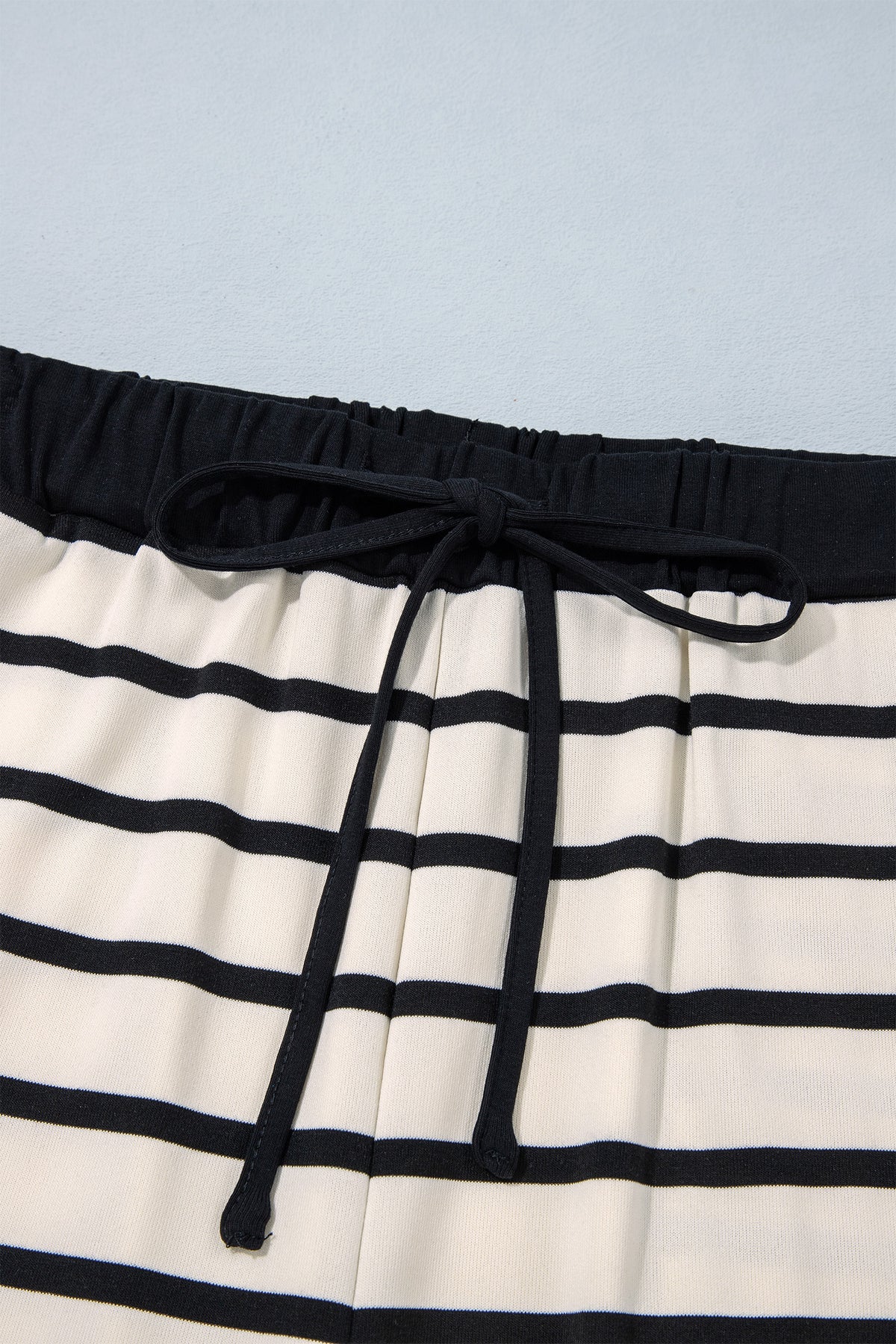 Beige Stripe Relaxed Long Sleeve Top Color Block Detail Drawstring Pant Set-Two Piece Sets/Pant Sets-[Adult]-[Female]-2022 Online Blue Zone Planet