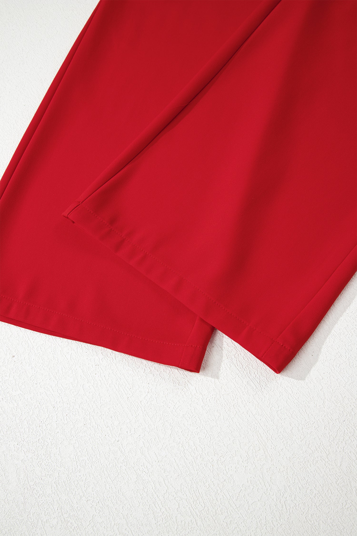 Fiery Red Pleated Detail Pull On High Elastic Waist Loose Straight Pants-Bottoms/Pants & Culotte-[Adult]-[Female]-2022 Online Blue Zone Planet