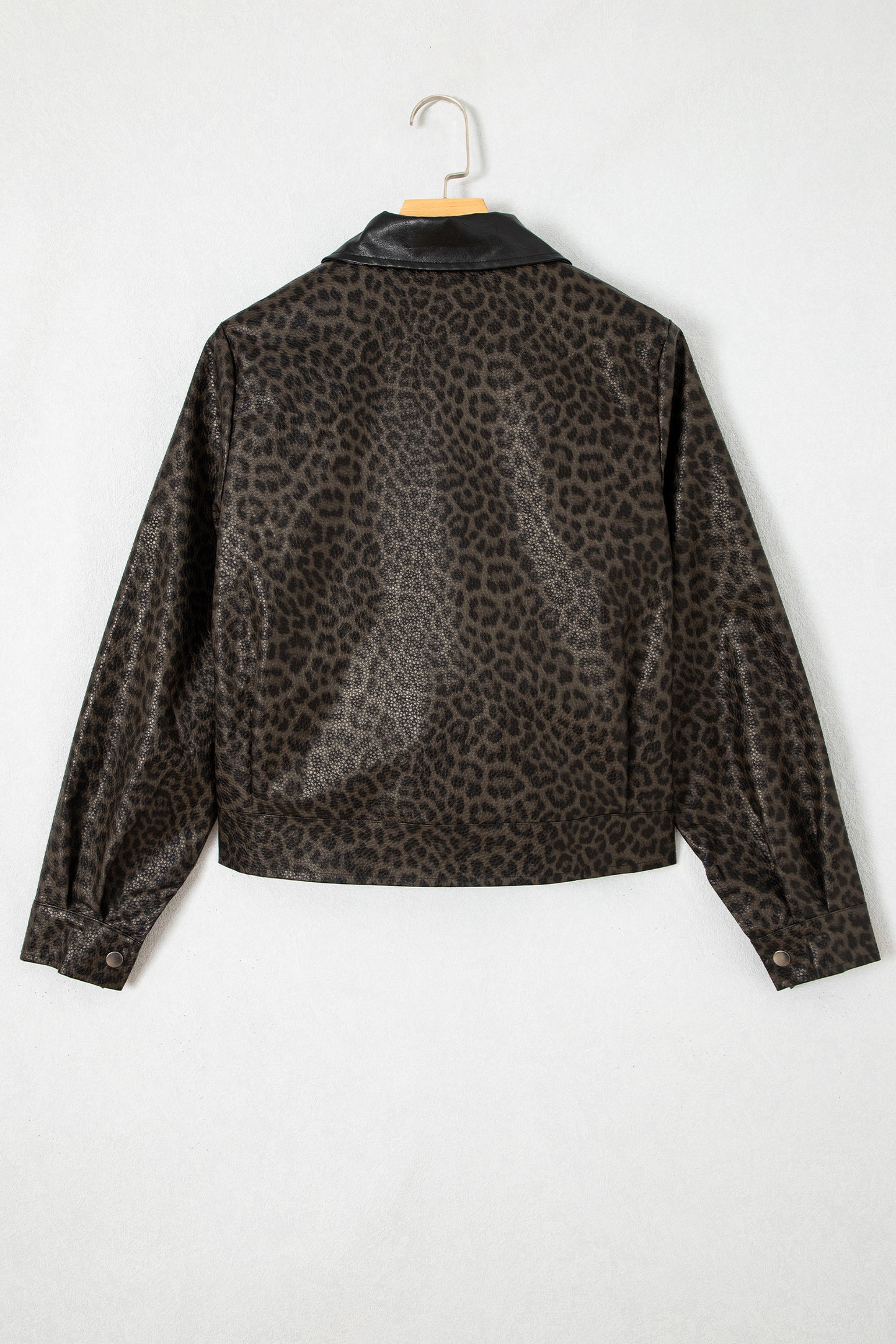 Multicolour Leopard Print Colorblock Collar Metal Placket Jacket-Outerwear/Jackets-[Adult]-[Female]-2022 Online Blue Zone Planet
