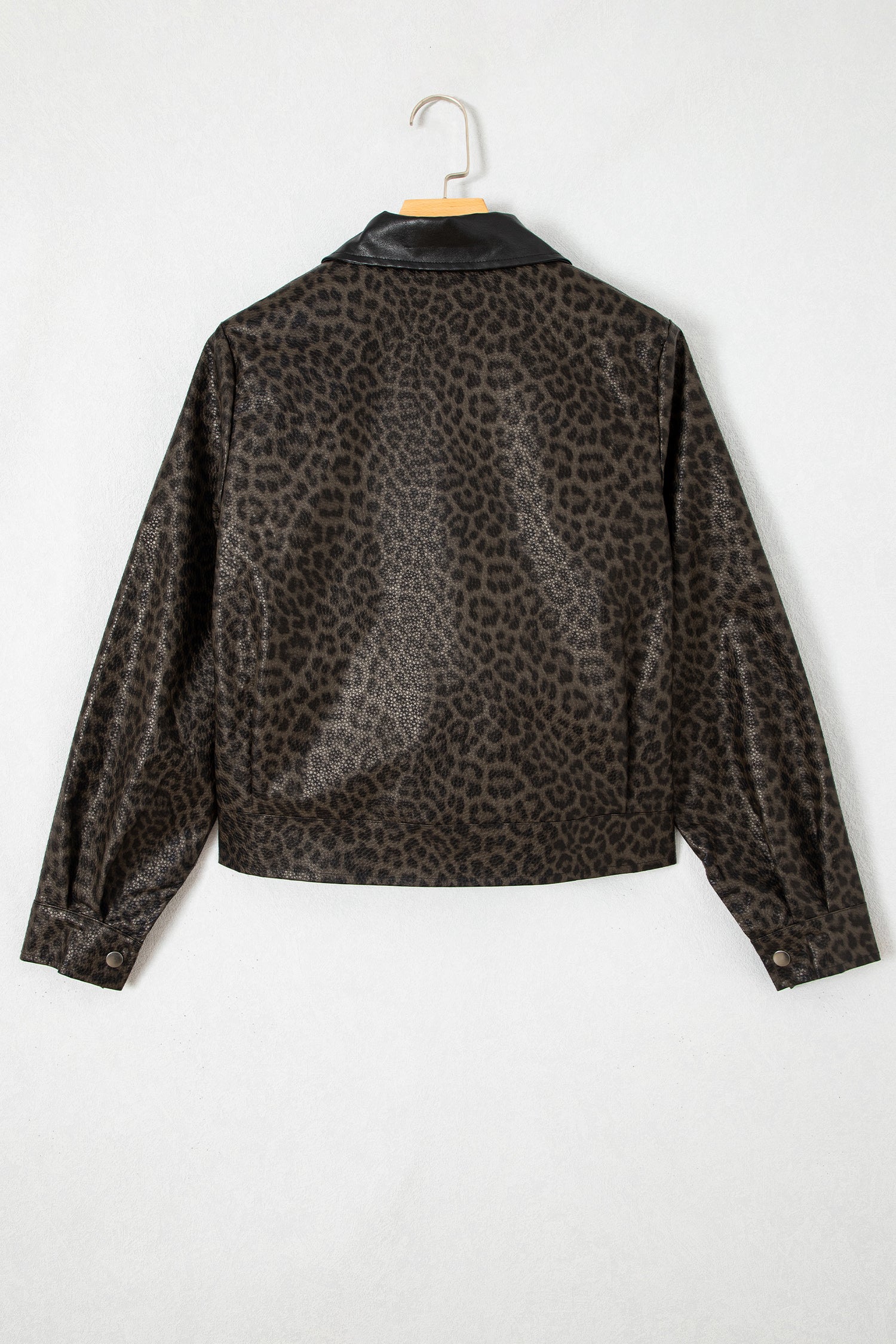 Multicolour Leopard Print Colorblock Collar Metal Placket Jacket-Outerwear/Jackets-[Adult]-[Female]-2022 Online Blue Zone Planet