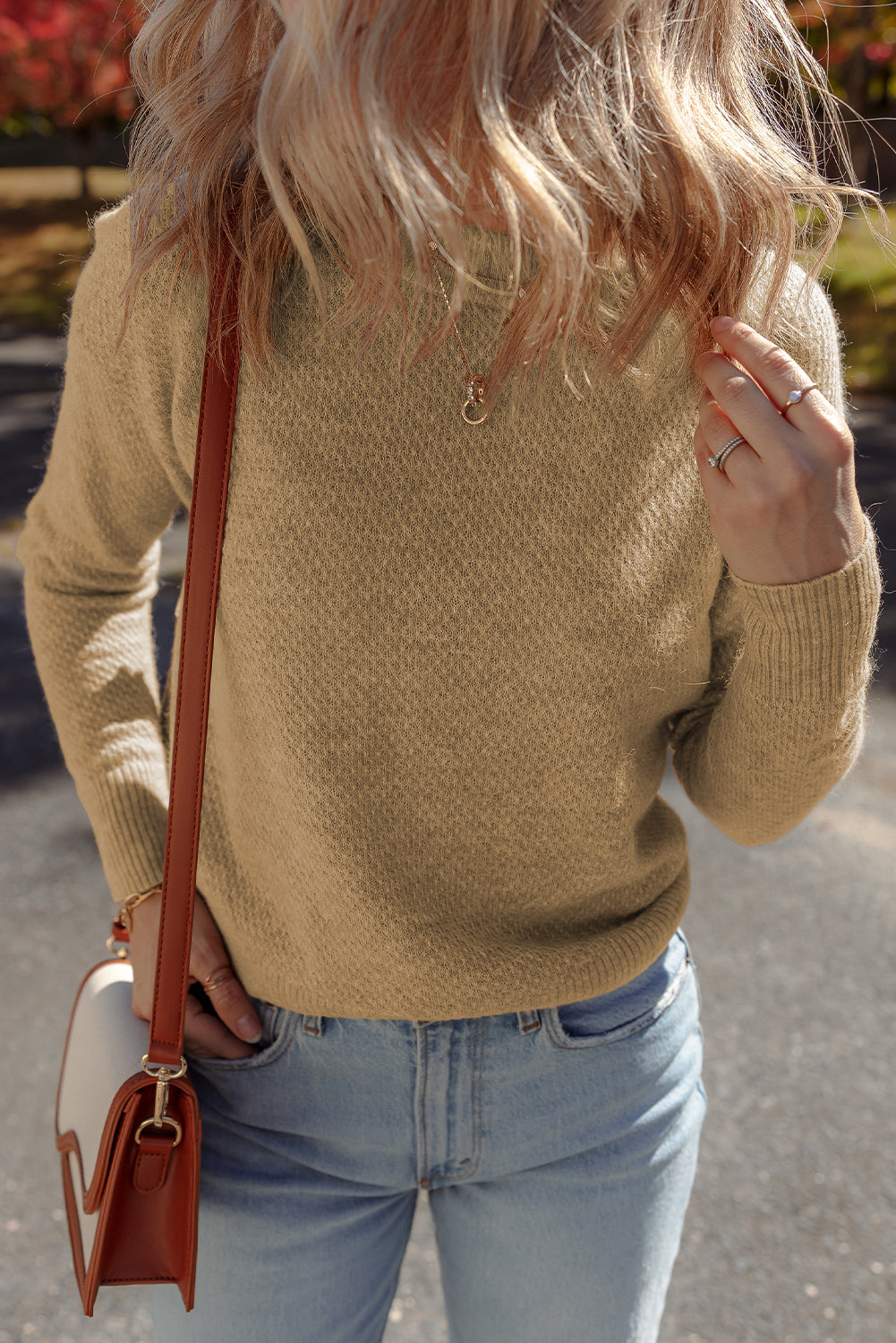 Straw Yellow Brushed Knit Casual Fitted Sweater-TOPS / DRESSES-[Adult]-[Female]-2022 Online Blue Zone Planet
