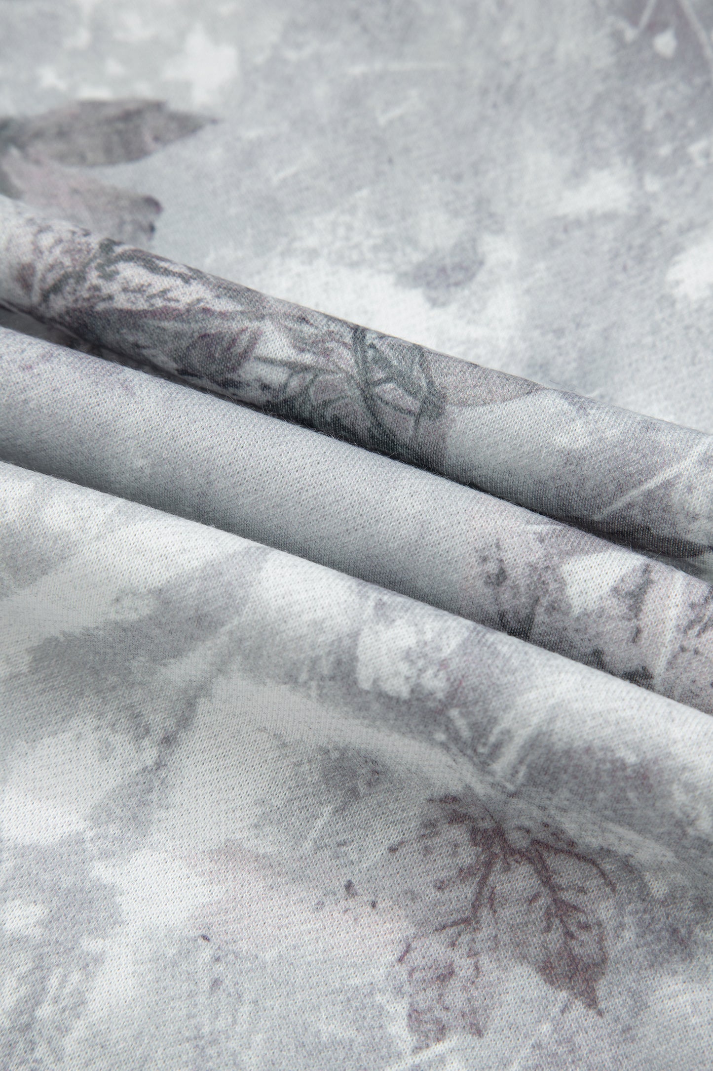 Gray Camo Leaf Print Kangaroo Pocket Quarter Zip Hoodie-Tops / Dresses-[Adult]-[Female]-2022 Online Blue Zone Planet