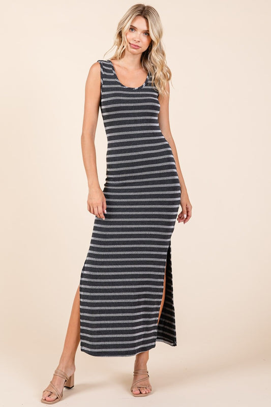 Blue Zone Planet | Mittoshop Striped Scoop Neck Sleeveless Maxi Dress-TOPS / DRESSES-[Adult]-[Female]-Black-S-2022 Online Blue Zone Planet