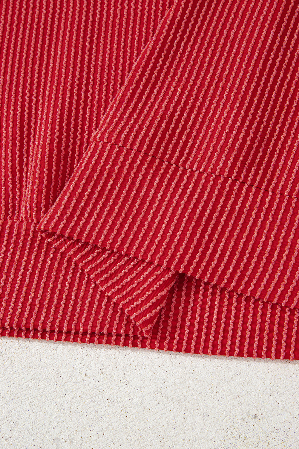 Fiery Red Twist Ribbed Merry Letter Graphic Plus Size Pullover-Plus Size/Plus Size Tops/Plus Size Long Sleeve Tops-[Adult]-[Female]-2022 Online Blue Zone Planet